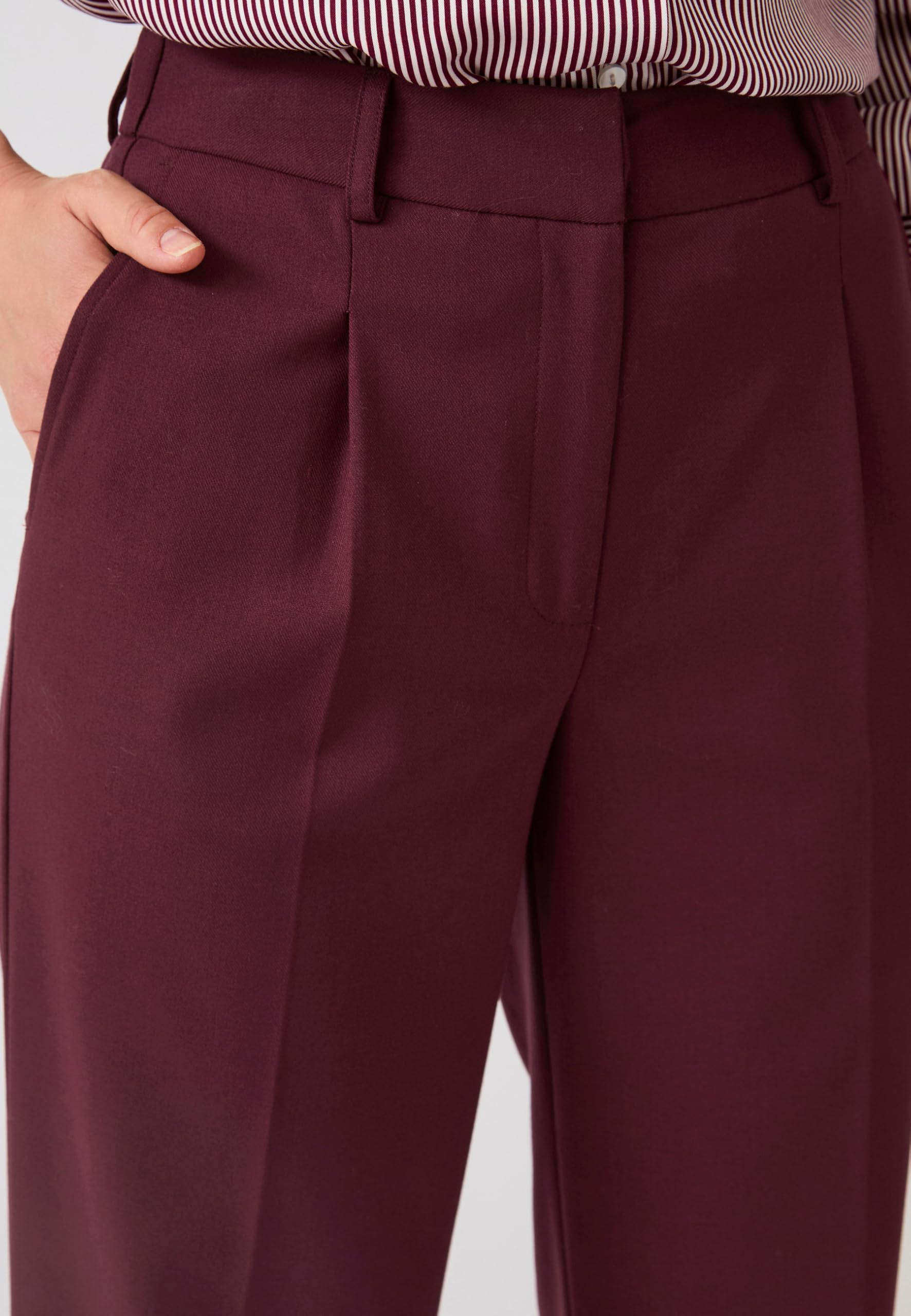 Damart Prêt-à-porter pantaloni larghi donna 40 bordeaux a righe
