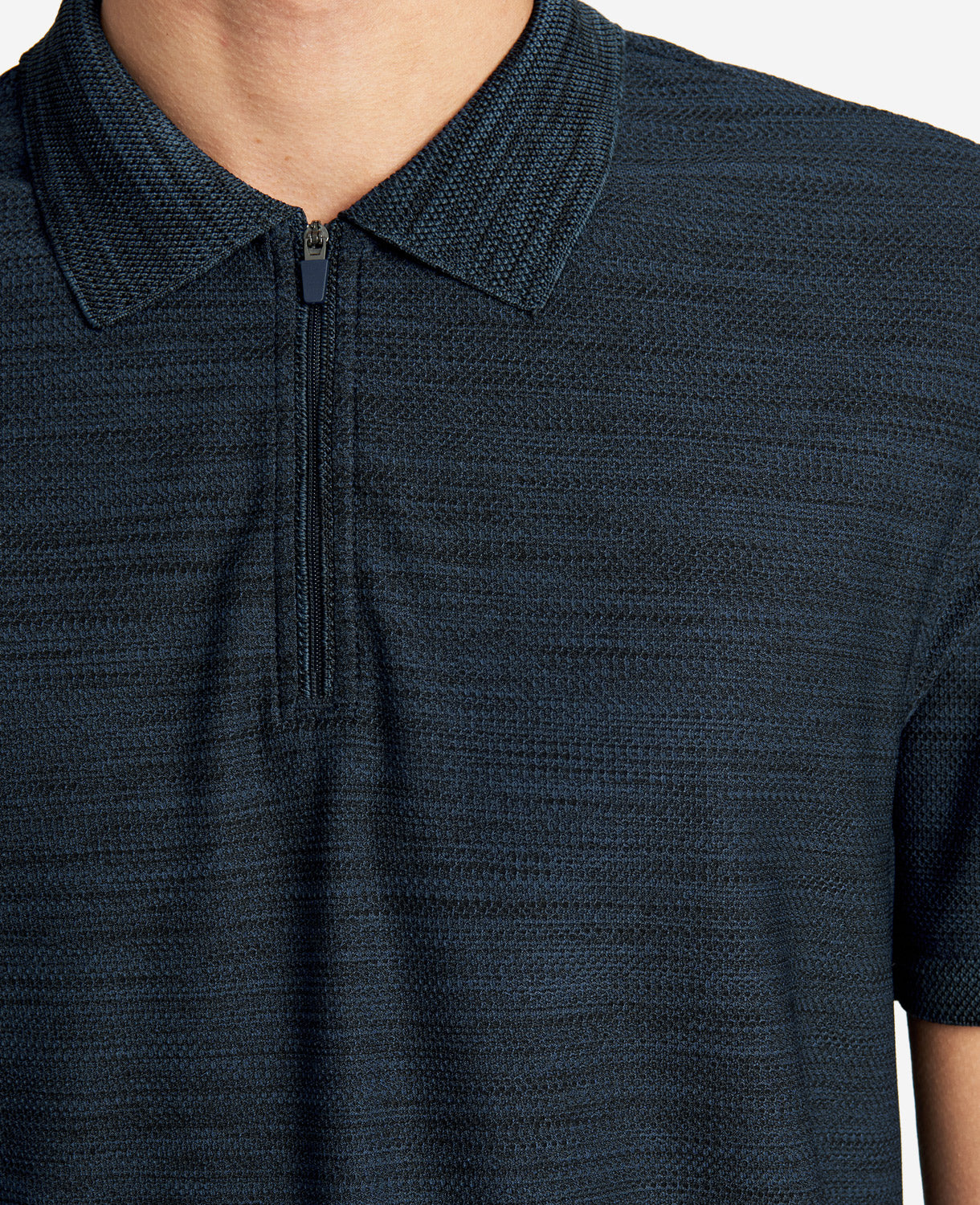 Kenneth Cole Reaction Zip-Up Knit Polo polo in maglia blu navy