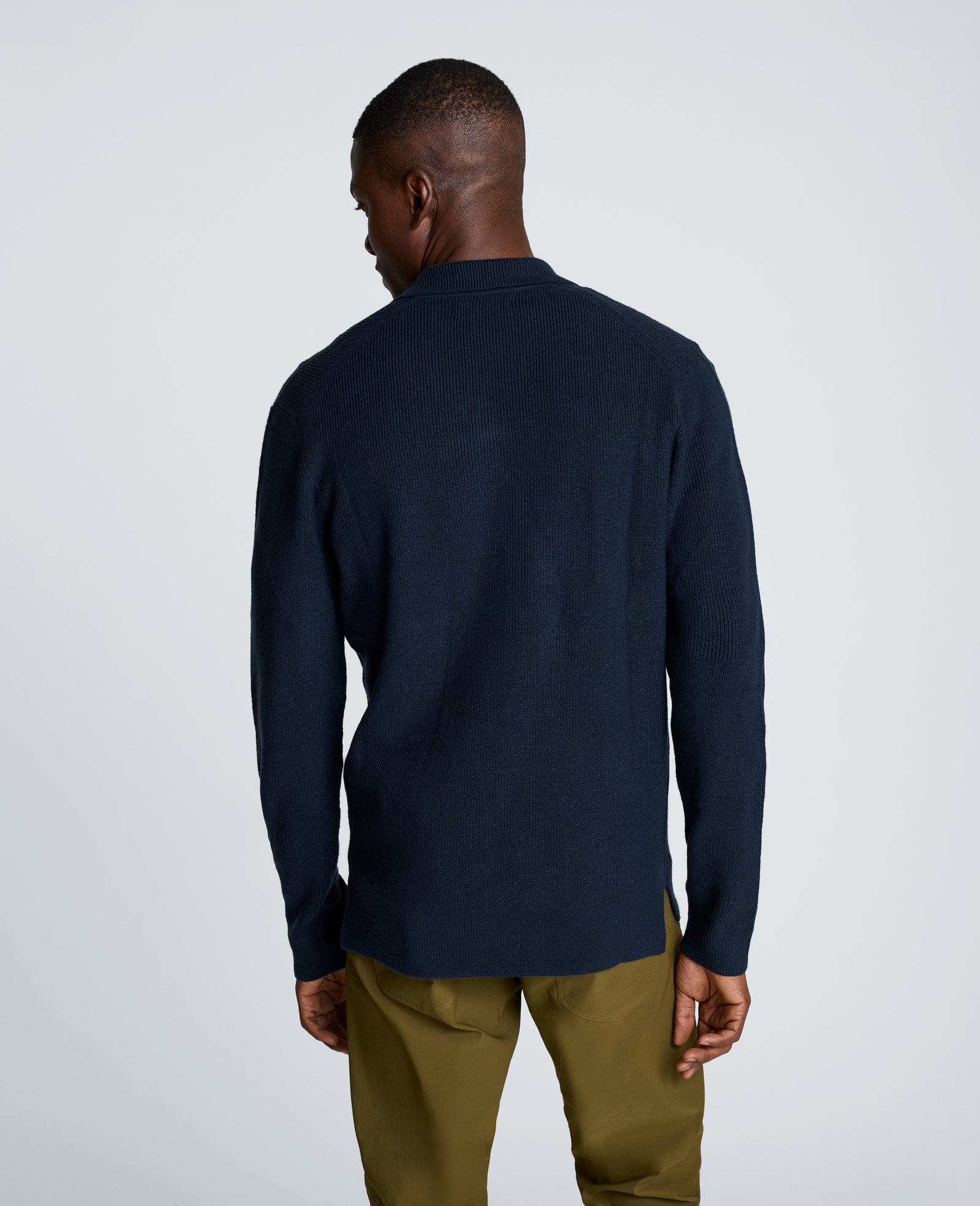 Kenneth Cole Reaction Clothing Long Sleeve Johnny Collar Polo polo blu manica lunga