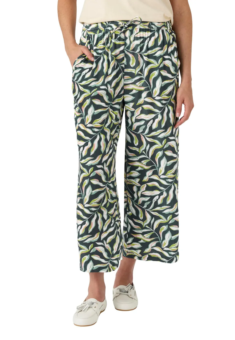 Damart Prêt-à-porter Pantaloni da donna vestibilità standard stampa vegetale