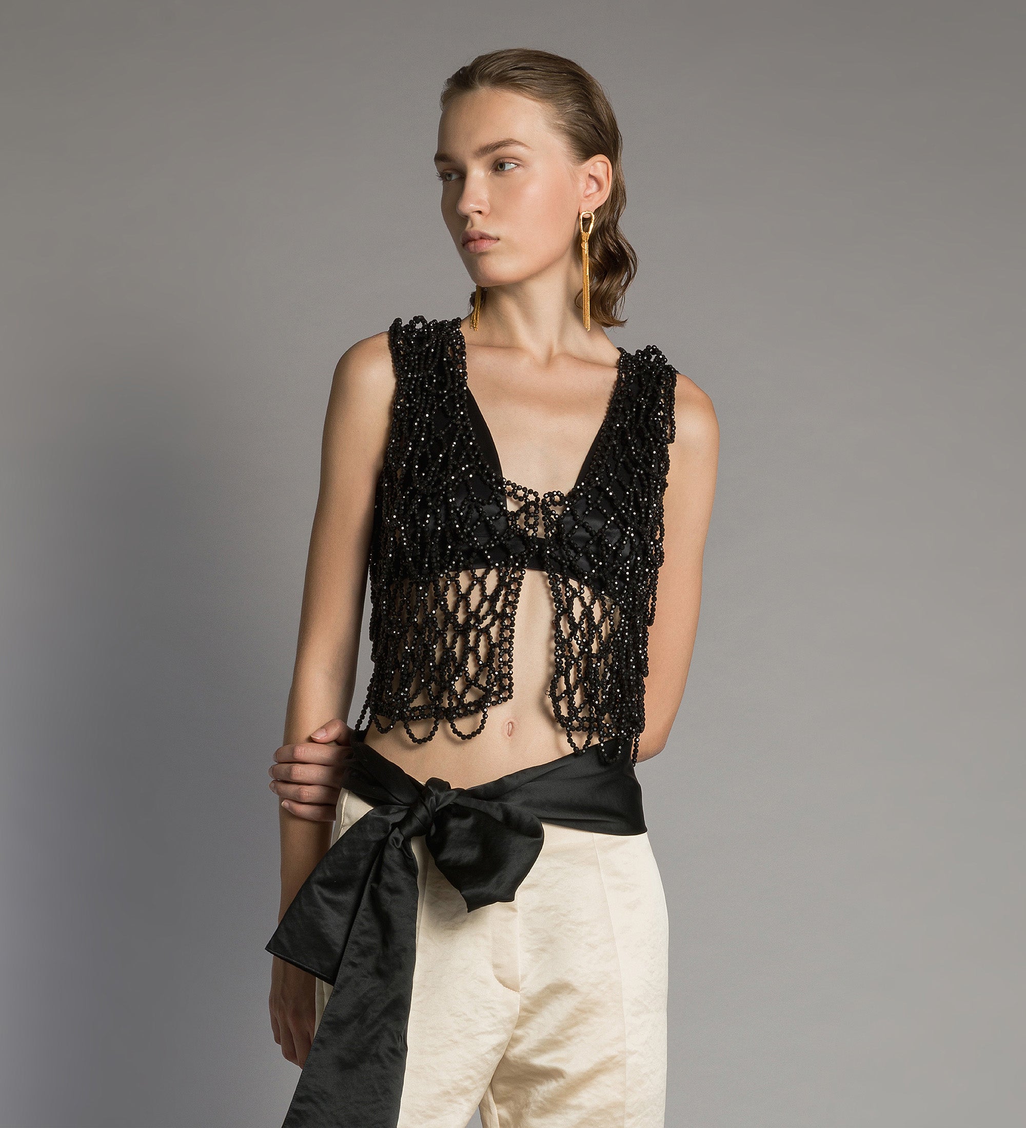 Forte giacche gilet Black Diamond con perle ricamate nero