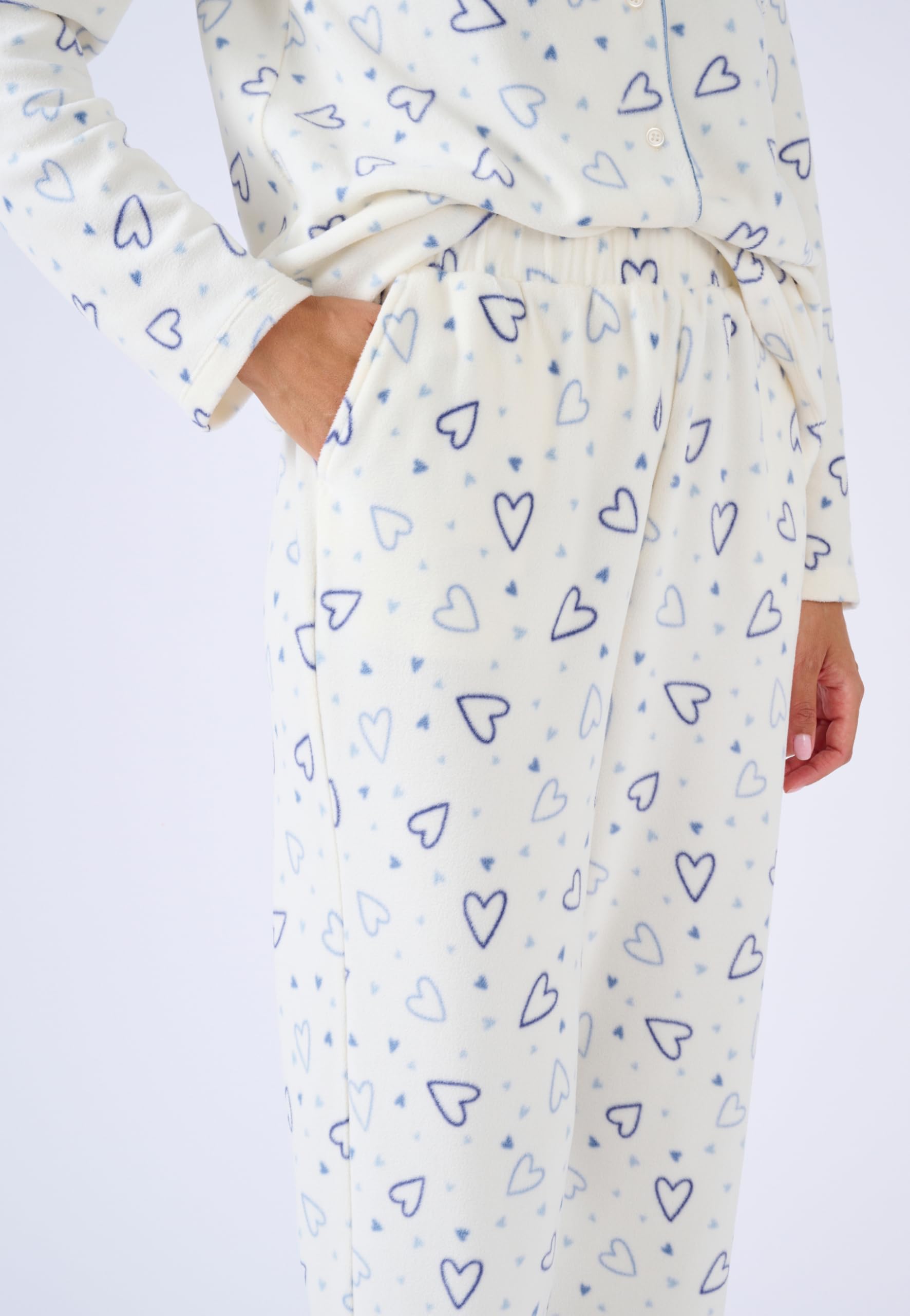 Damart Homewear Pigiama Thermolactyl in pile termico donna blu stampato