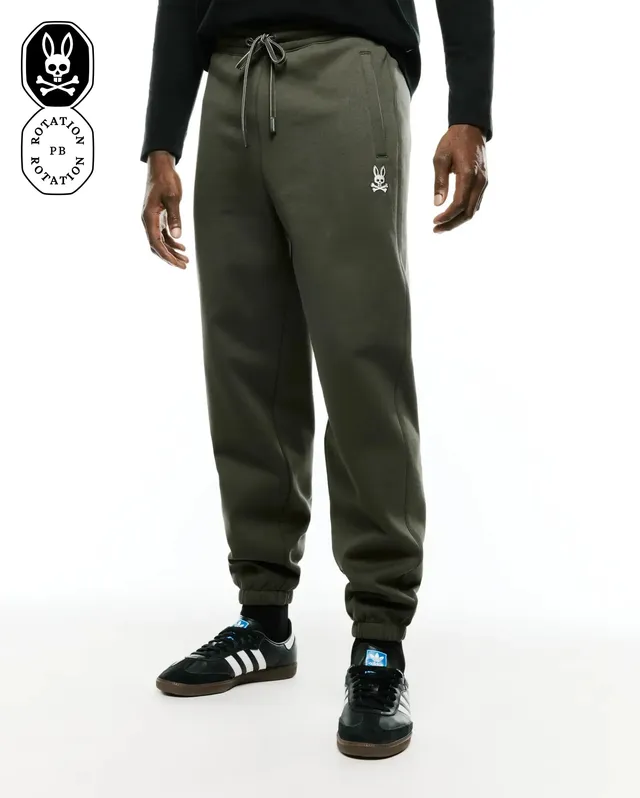 Psycho Bunny Men's Pants Terrence Fleece Joggers pantaloni verde Kambaba in felpa