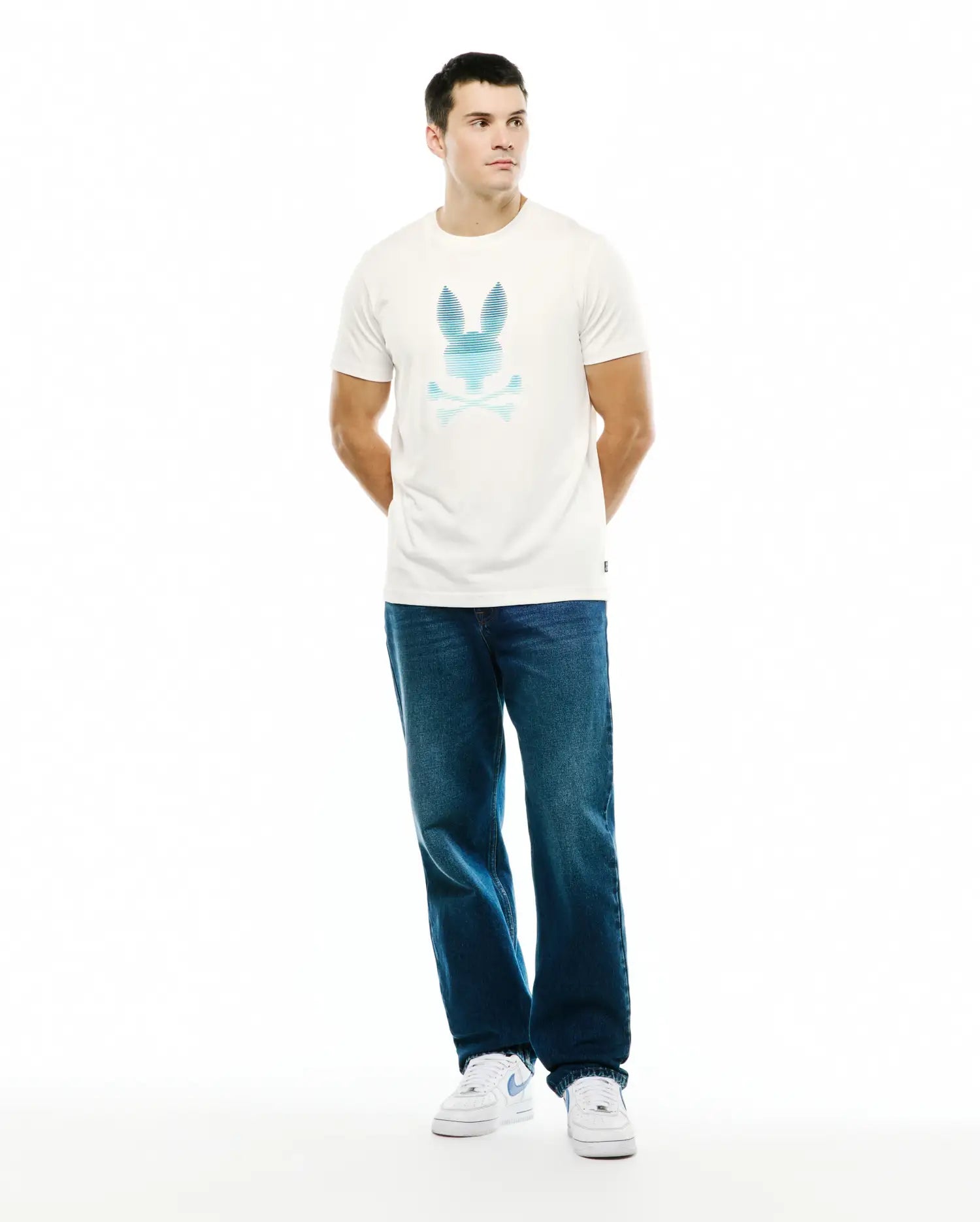 Psycho Bunny Men's Tees Slade Bunny Graphic Tee MT0200452 T-shirt ecru in cotone Pima