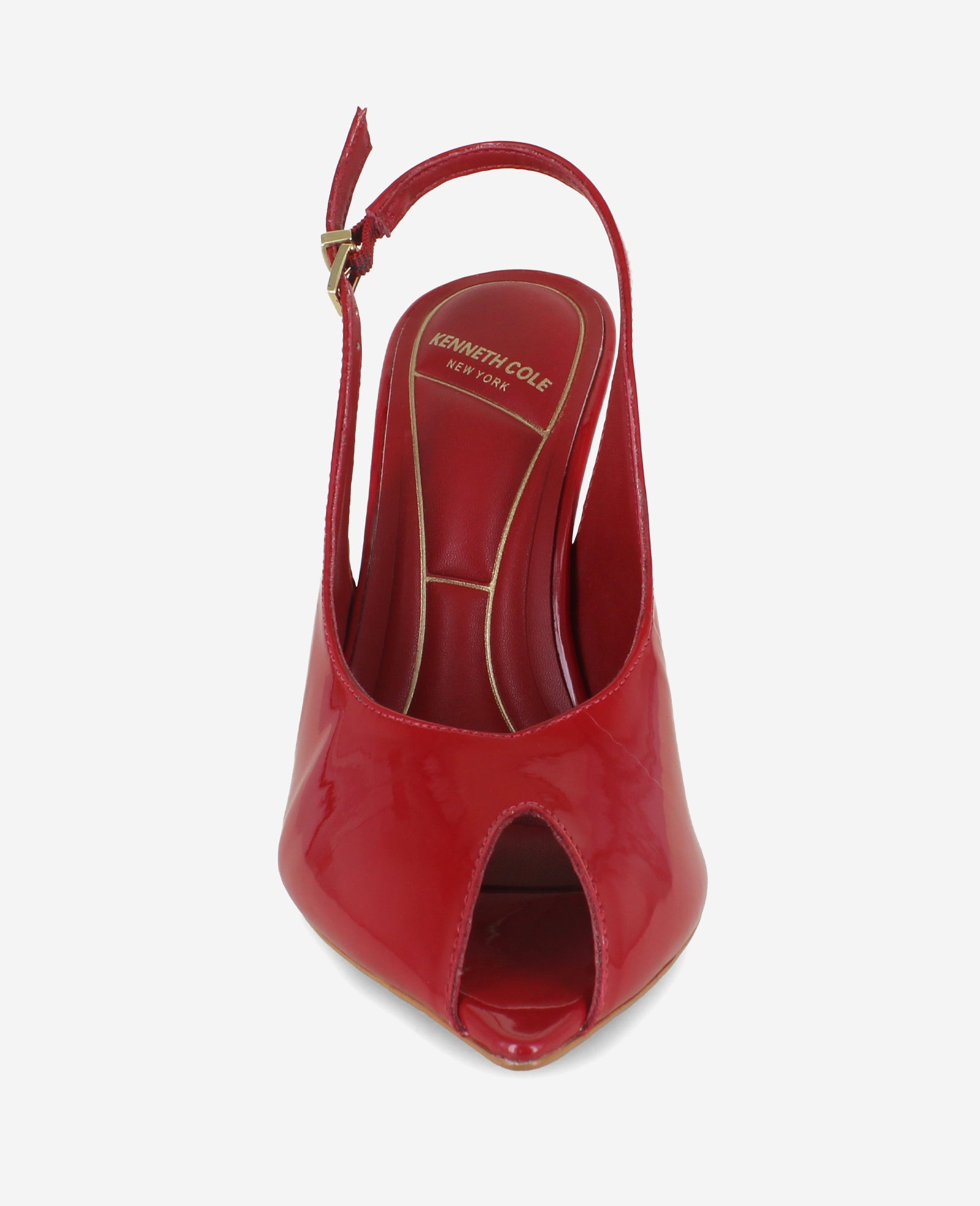 Kenneth Cole Reaction Shoes Priya Patent Peep-Toe Slingback Heel scarpe RED PATENT