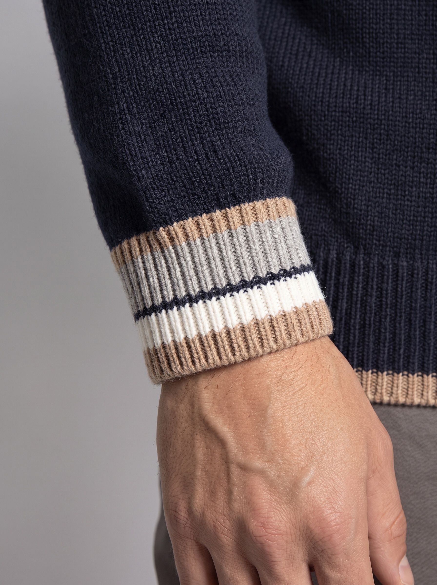 Markup Uomo Maglieria Maglione Girocollo Costine Contrasto
