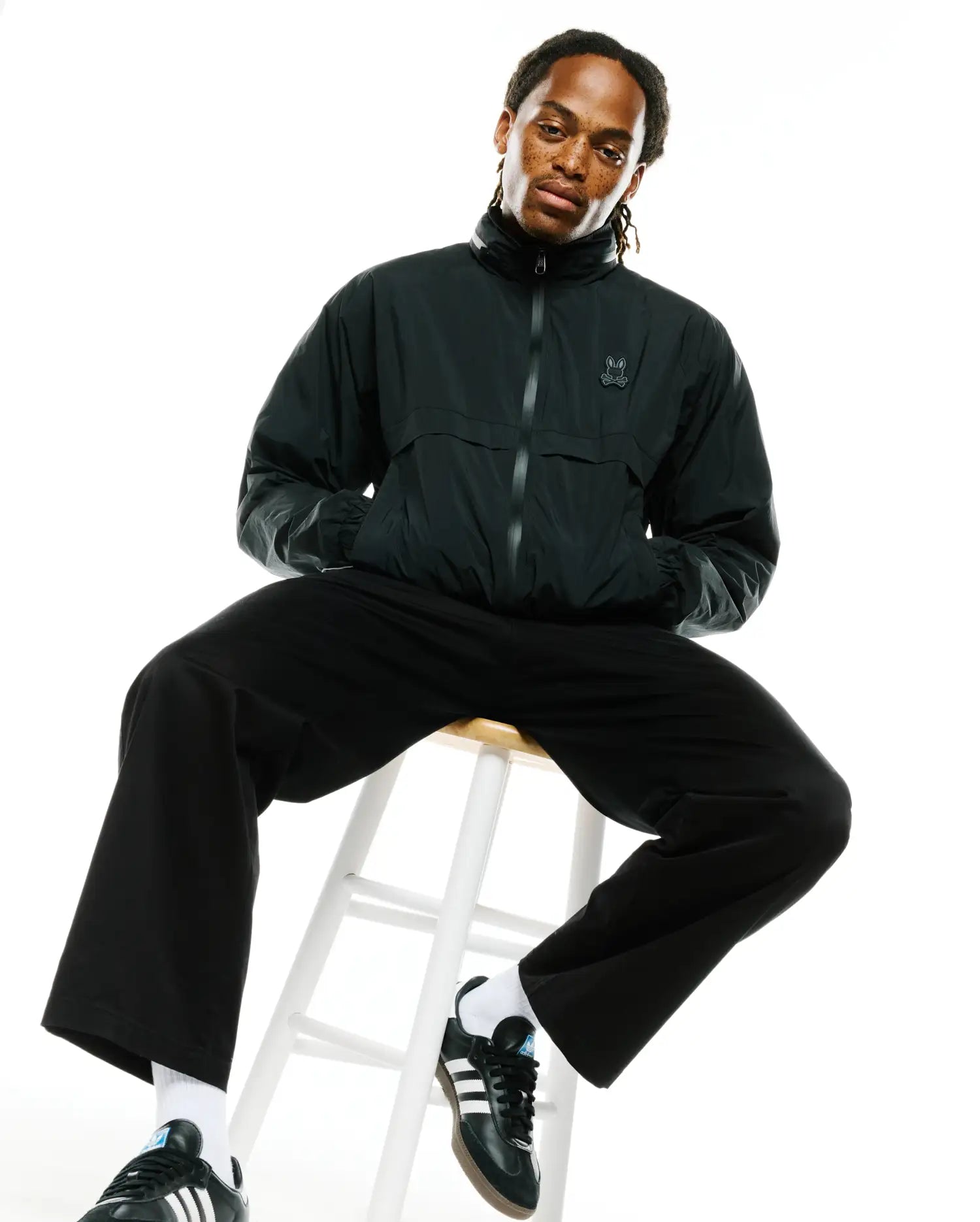 Psycho Bunny Jackets MENS JAVIER NYLON WINDBREAKER JACKET giacca nera XXS-XXXL antivento