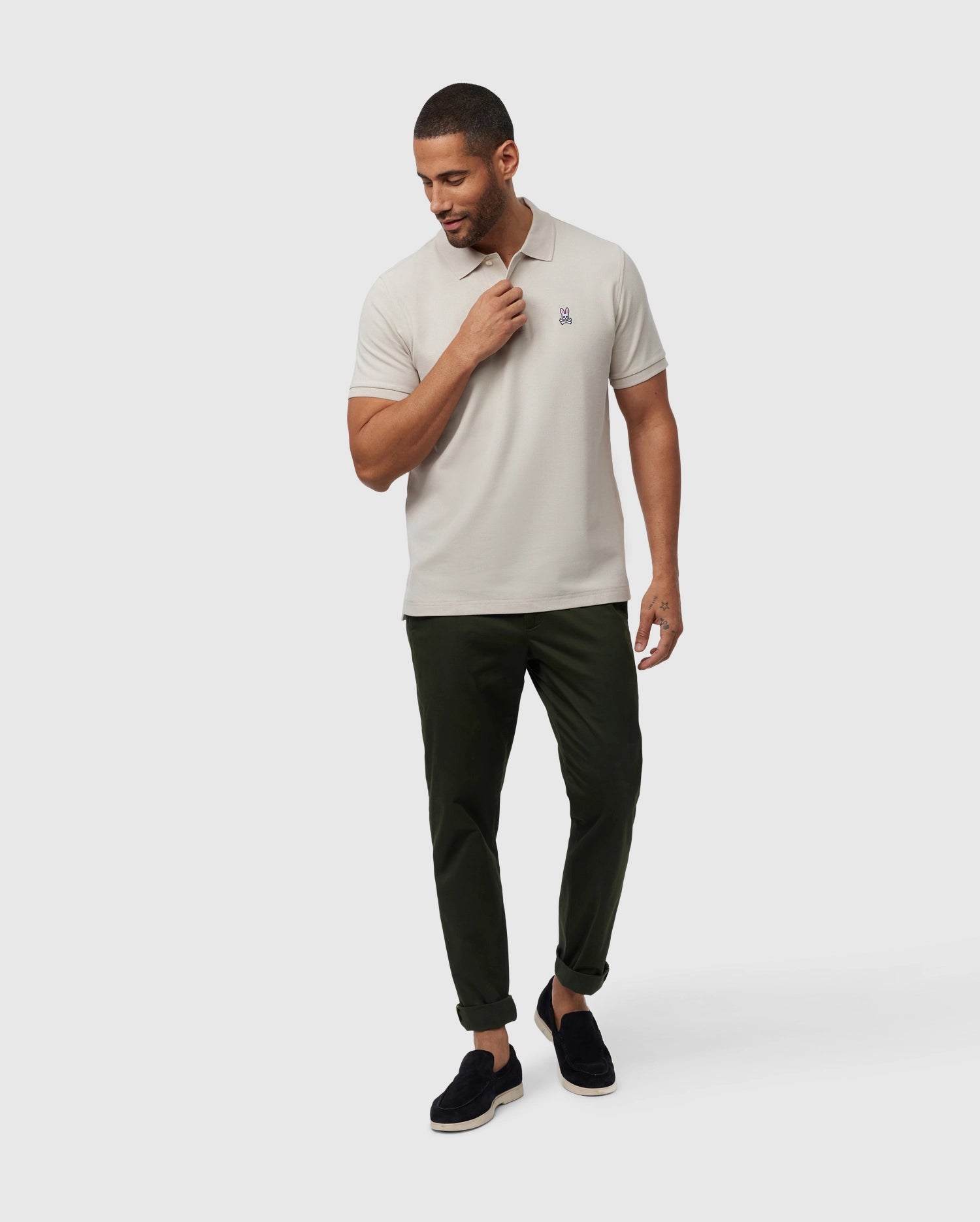 Psycho Bunny Men's Polos MENS CLASSIC PIQUE POLO SHIRT B6K001B200 polo Natural Linen