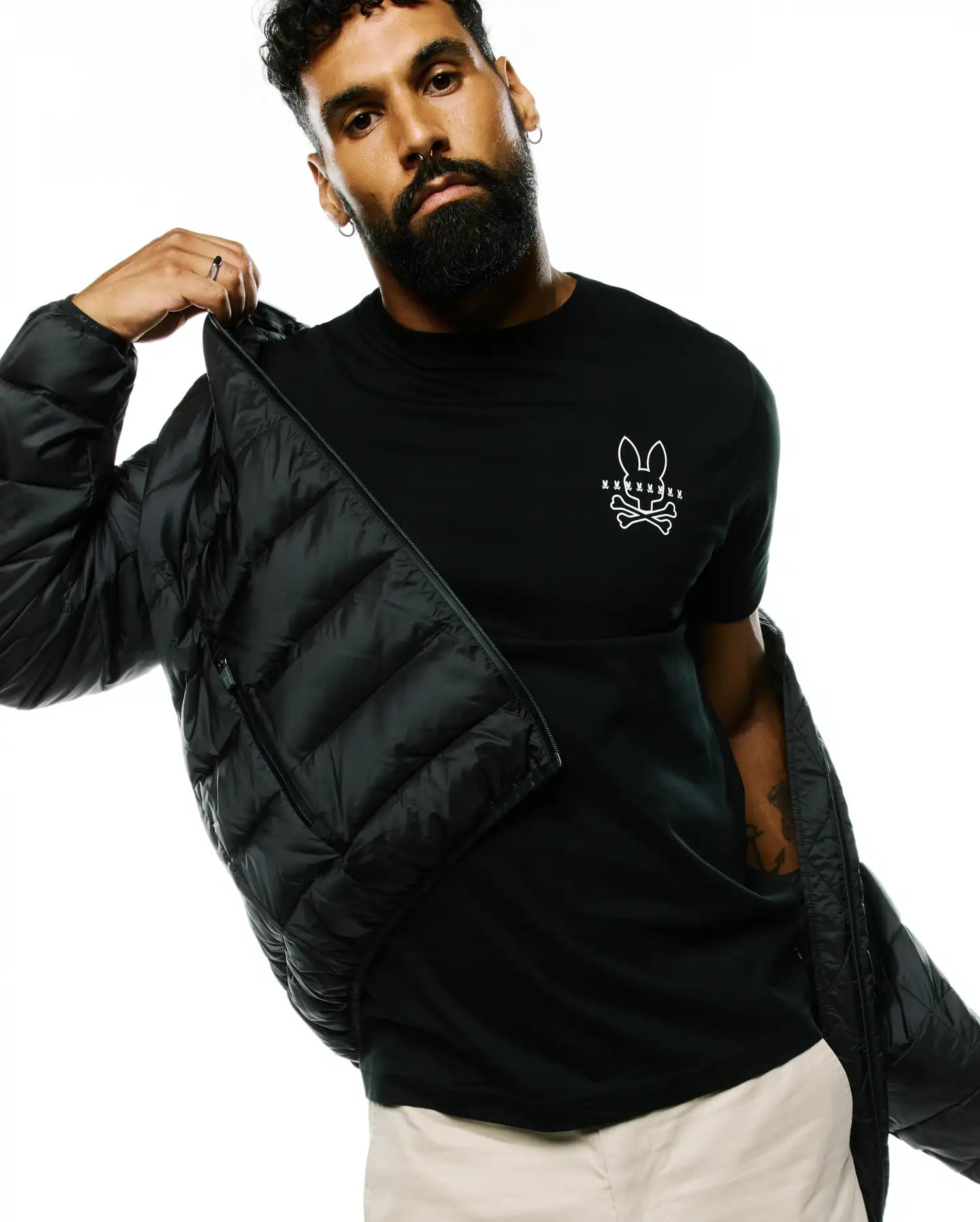 Psycho Bunny Jackets Emerik Hooded Puffer Jacket giacca nera