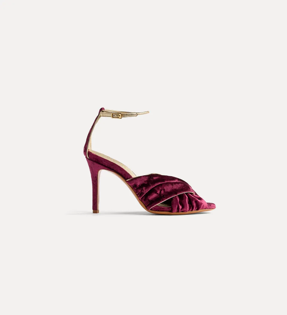 Forte scarpe velvet criss-cross sandals with high heels sandali ruby