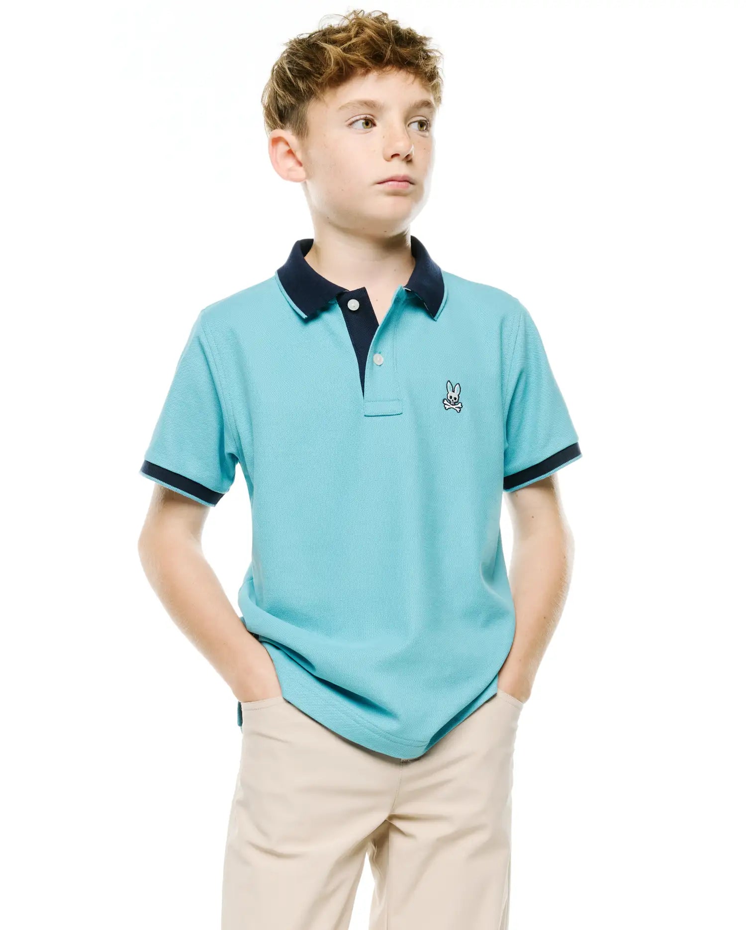 Psycho Bunny Kids Polo Shirts KIDS' KLAUS PIQUE POLO KT0100150 polo blu in Pima