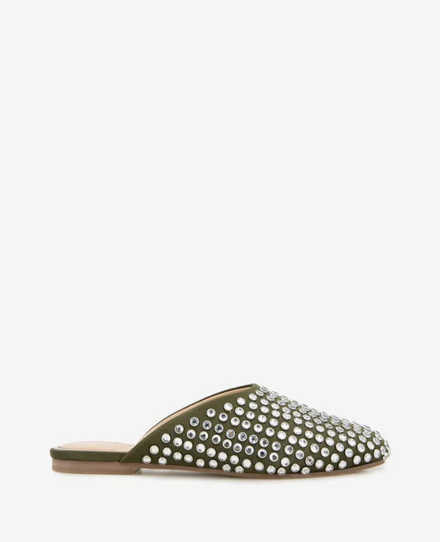 Kenneth Cole Reaction Shoes Saddie Studded Rhinestone Mule mules olive con strass