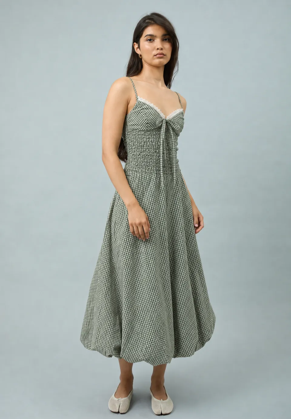 House Of Sunny Women's Dresses GINGHAM BALLOON CAMI DRESS abito midi