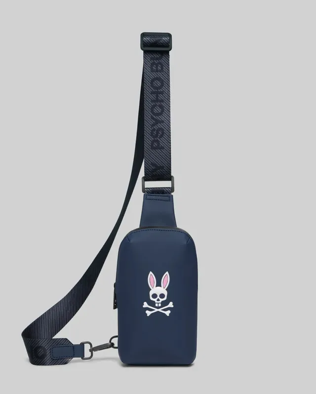 Psycho Bunny Accessories Men's Rubberized Crossbody borsa a tracolla navy taglia unica rivestita