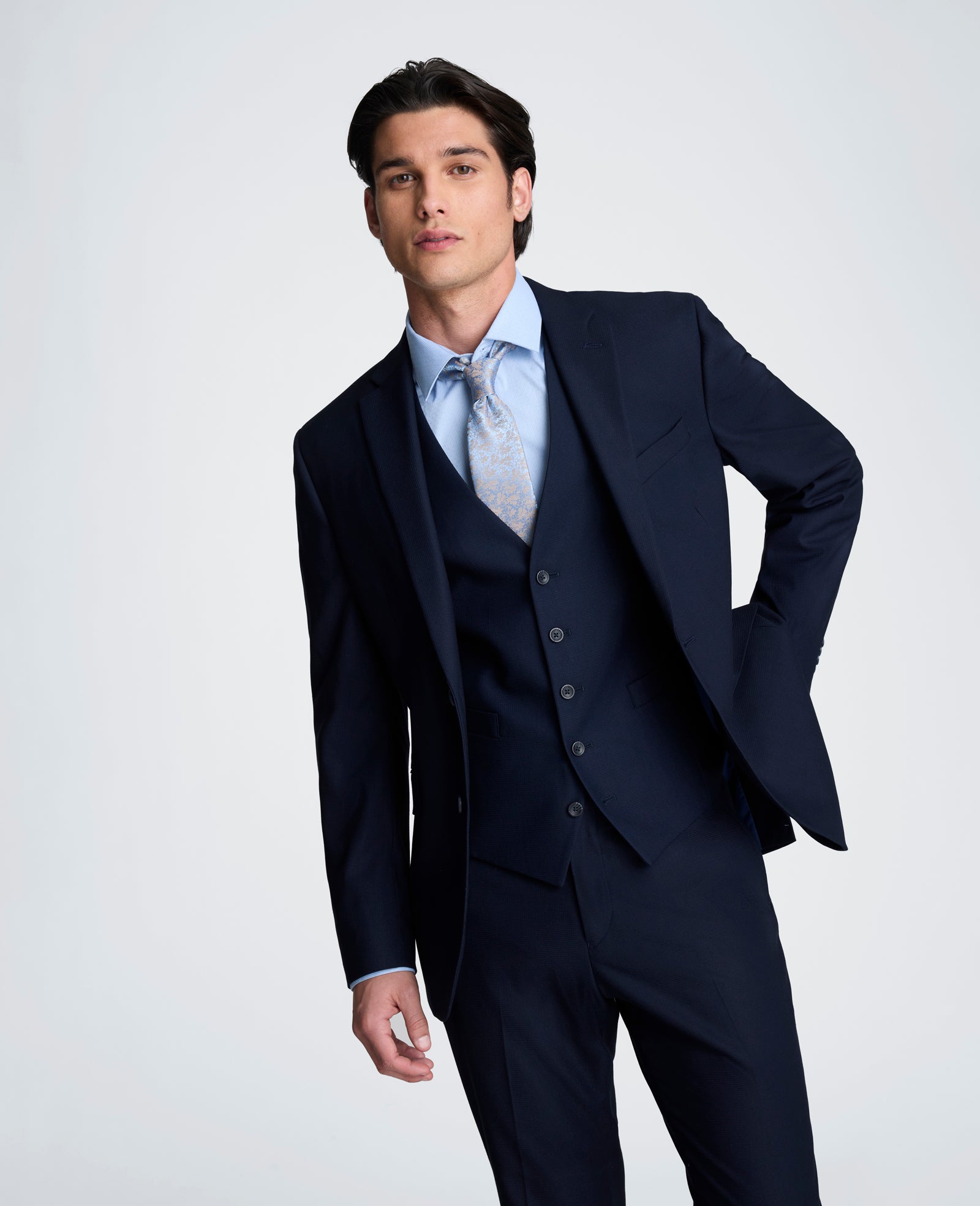 Kenneth Cole Reaction Clothing Slim-Fit Stretch Suit Separate Jacket giacca blu navy stretch