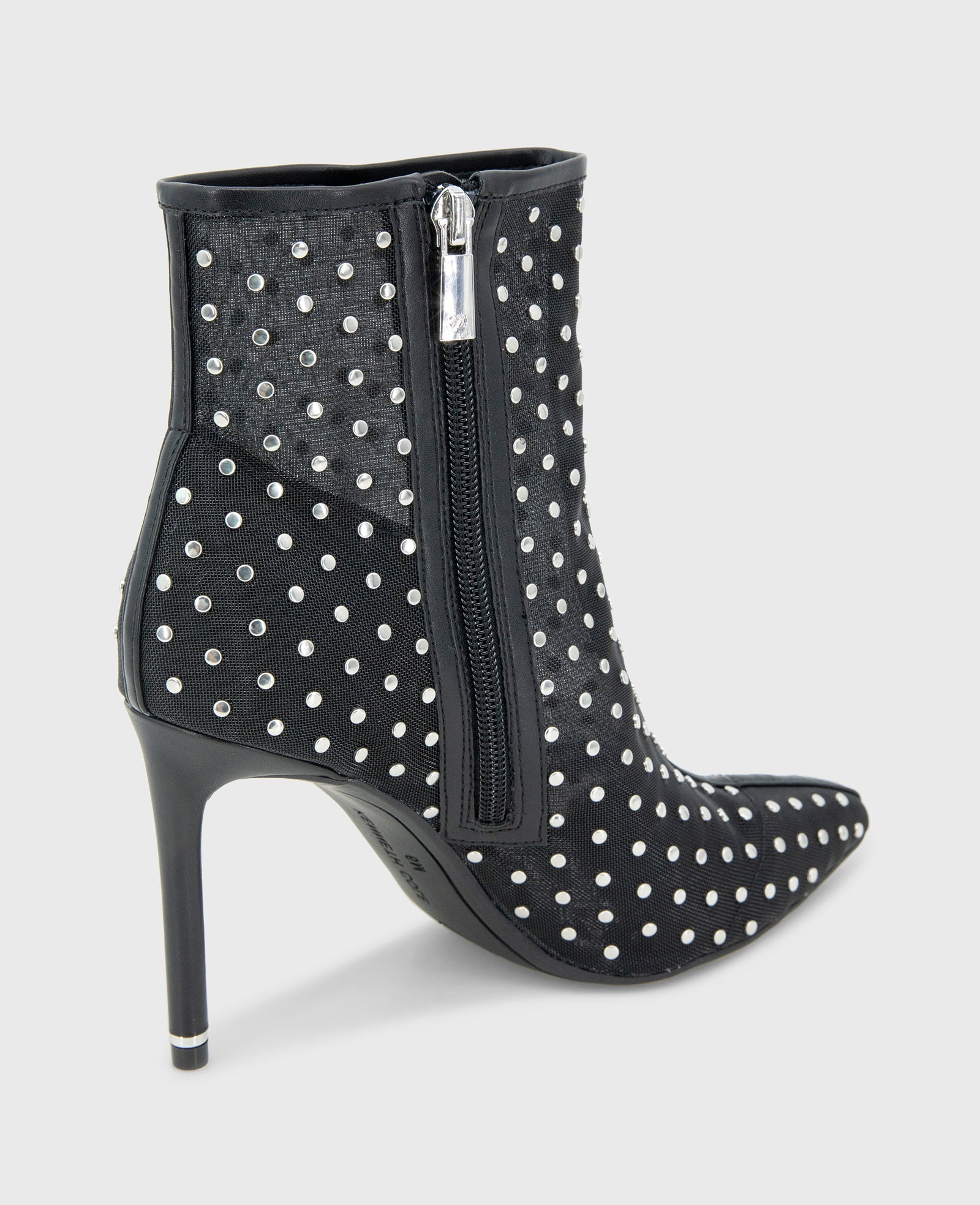 Kenneth Cole Reaction Shoes Quincy Mesh Micro Stud Heel Ankle Bootie stivaletti neri