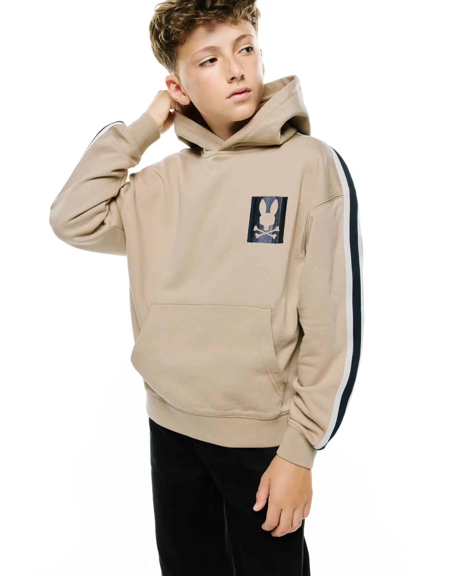 Psycho Bunny Ty French Terry Hoodie KT0500096 felpa bambini beige