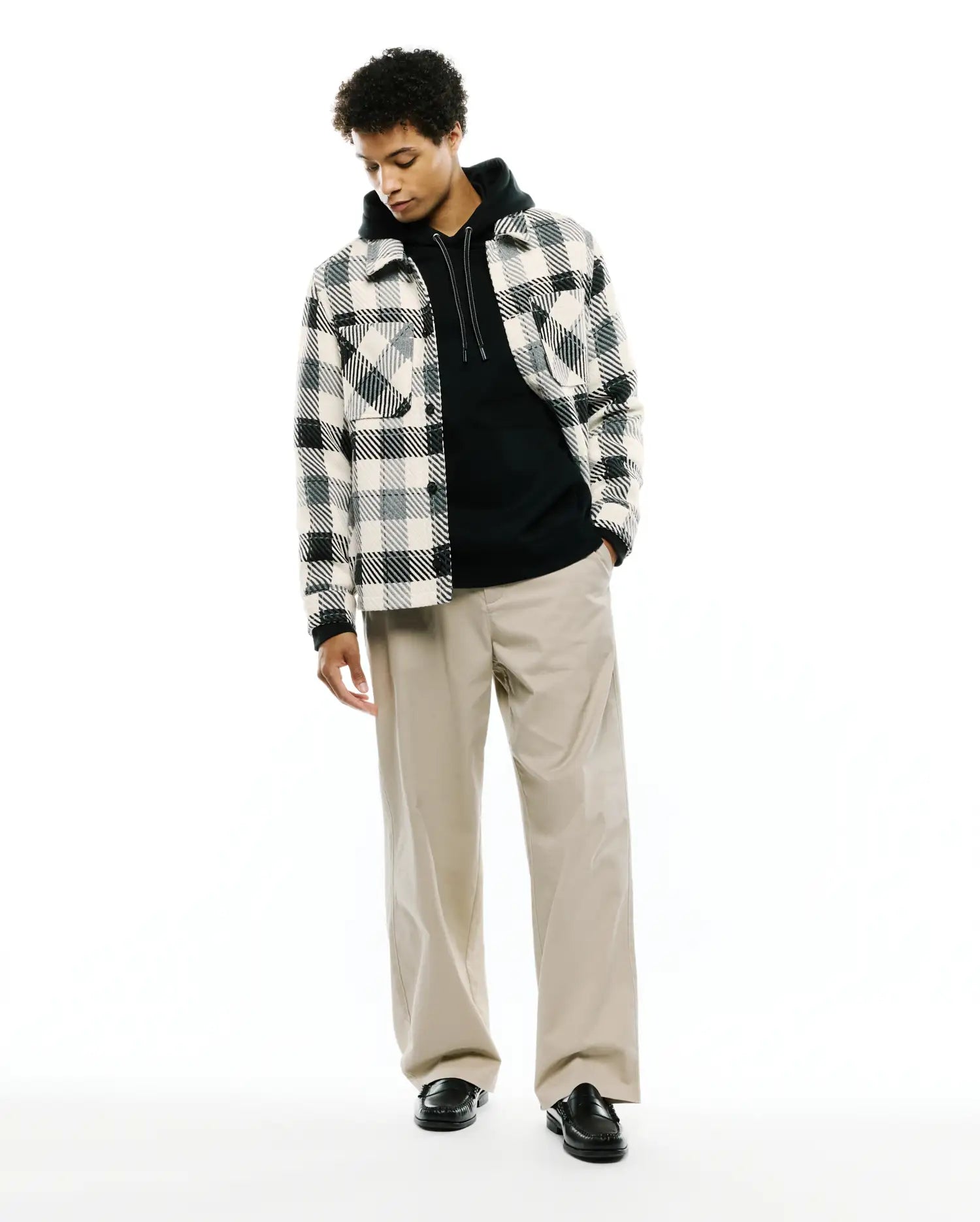 Psycho Bunny Kessler Oversized Plaid Overshirt MT0300230 overshirt bianca