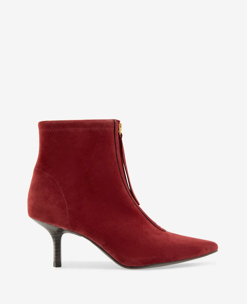 Kenneth Cole Reaction Shoes Udaya Kid Suede Heel stivaletti donna camoscio rosso tacco 2,6 pollici