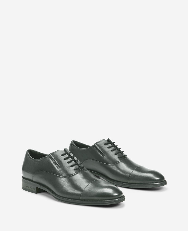 Kenneth Cole Shoes Tully Cap Toe Oxford stringate uomo grigie in pelle