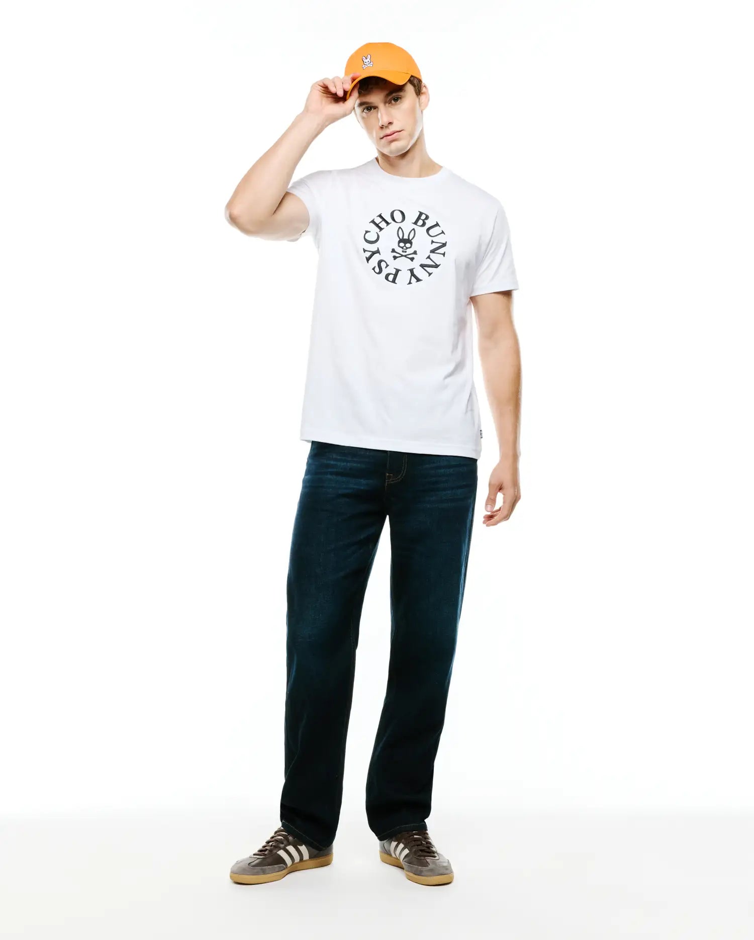 Psycho Bunny Men's Tees Vallance Graphic Tee maglietta bianca cotone Pima