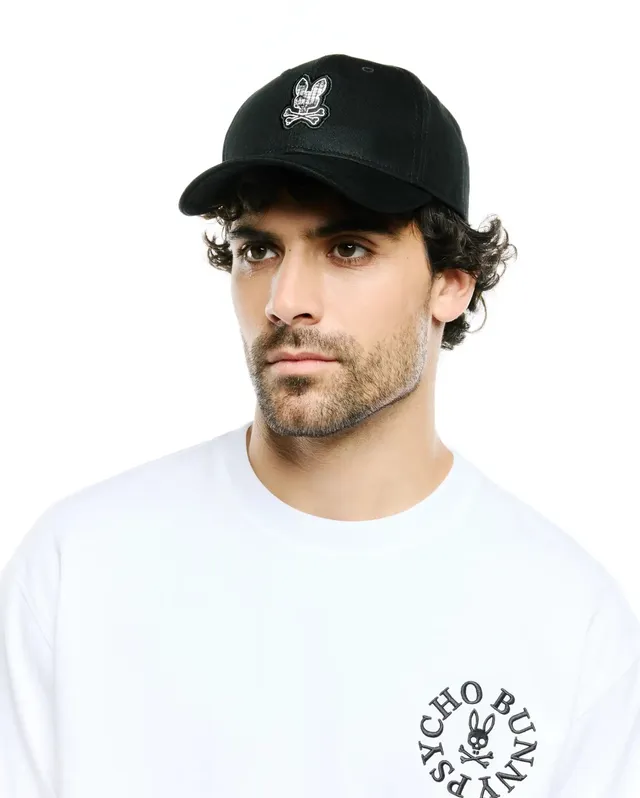 Psycho Bunny Accessories Alfie Baseball Cap cappellino nero in cotone