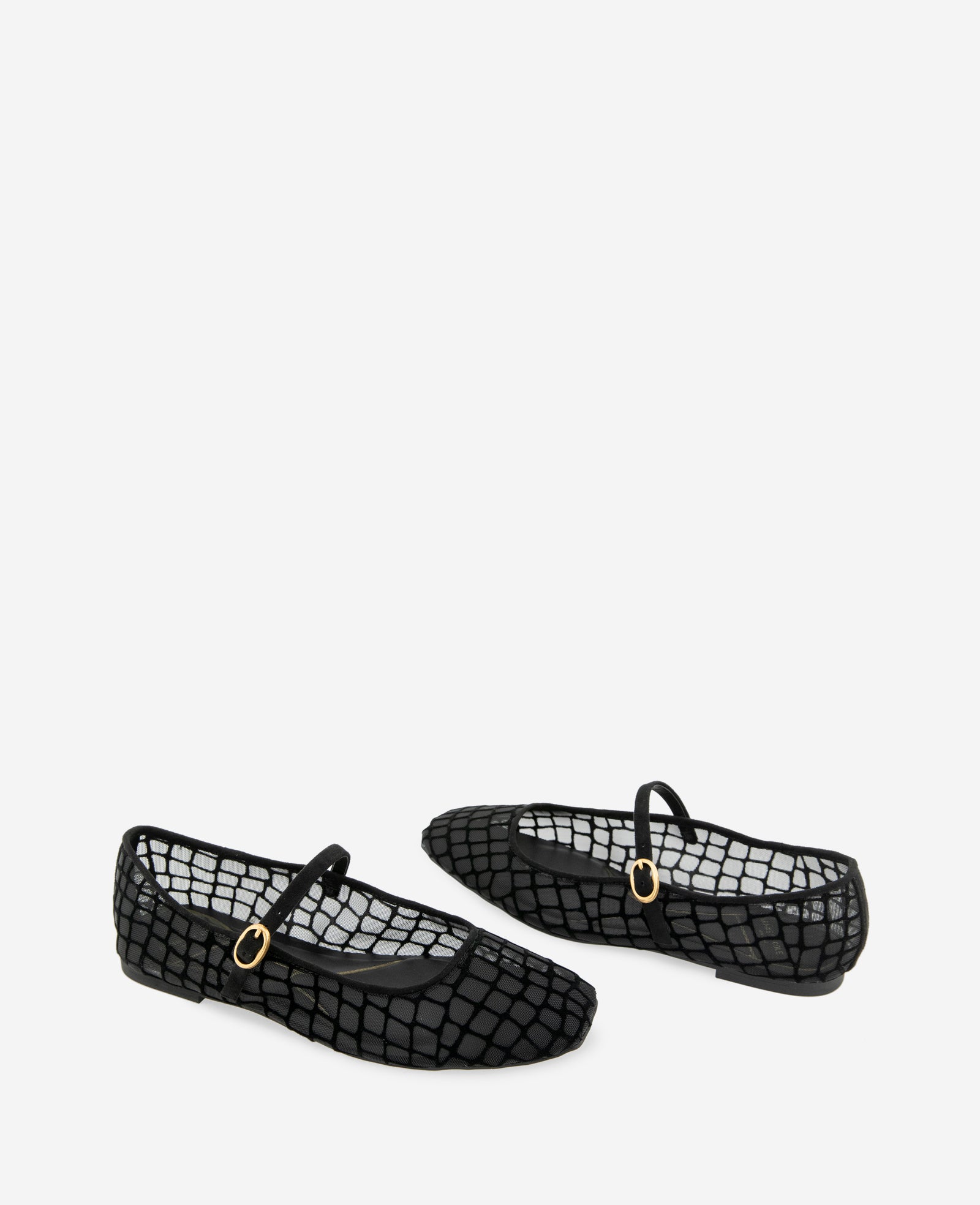 Kenneth Cole Reaction Shoes Jasper Croco Mesh Ballet Flat ballerine nere in tessuto