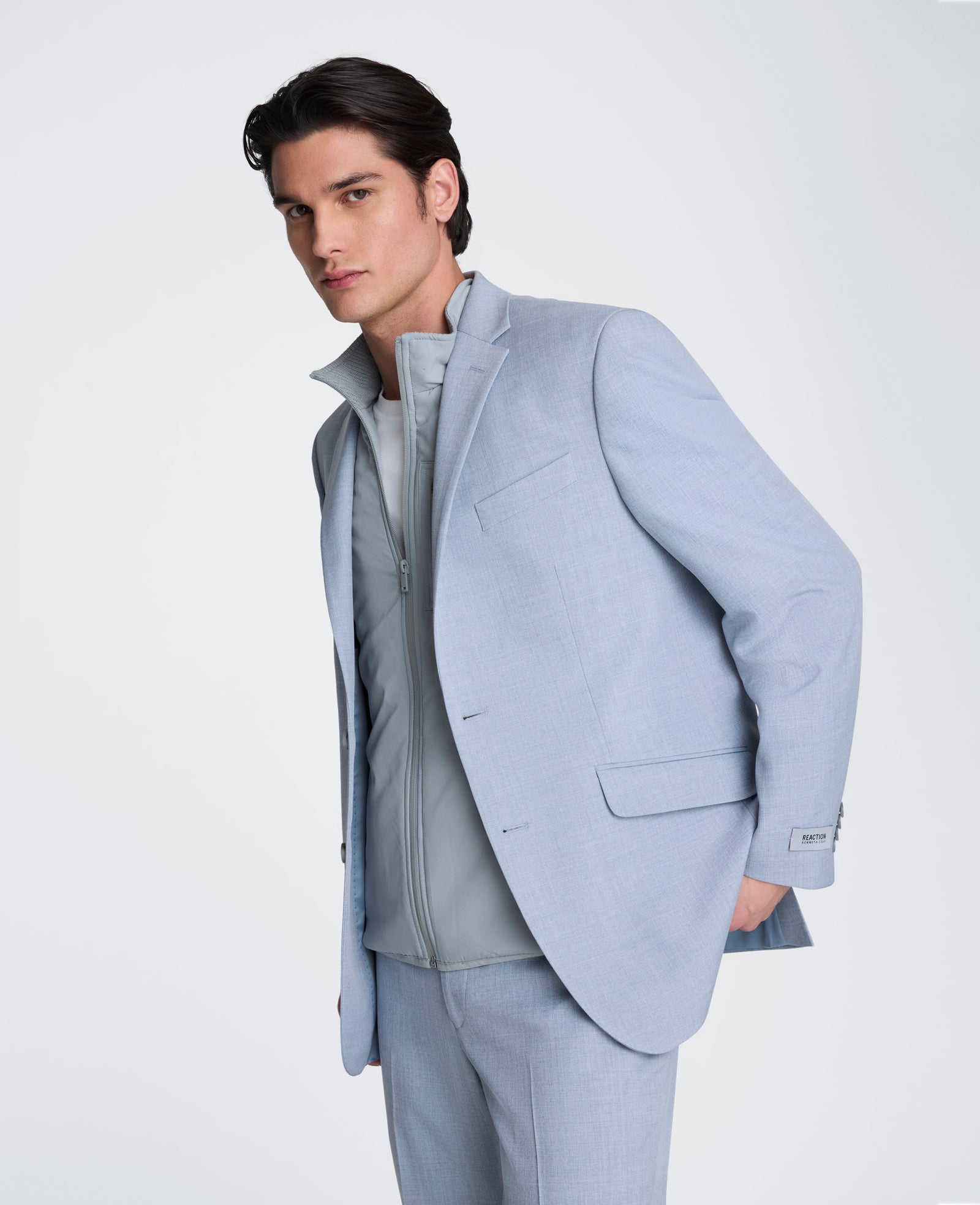 Kenneth Cole Reaction Clothing Ready Flex Slim-Fit Stretch Suit completo slim fit azzurro pallido