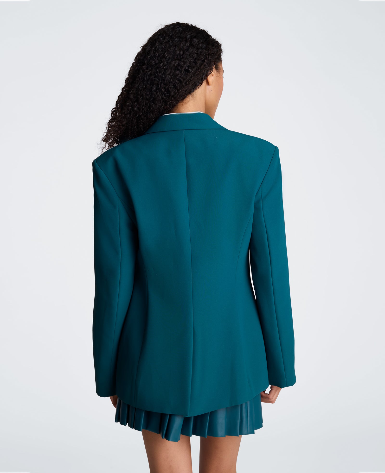 Kenneth Cole Reaction Clothing Slim One Button Jacket with Sleeve Zippers blazer Teal Dusk taglie 0–14