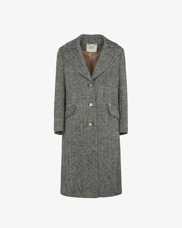Markup Donna Cappotti Cappotto lungo monopetto in tessuto spigato