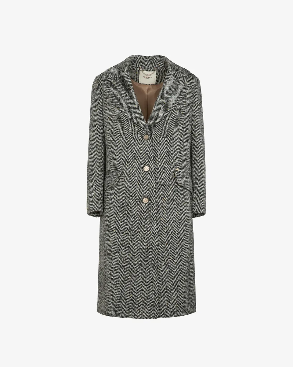 Markup Donna Cappotti Cappotto lungo monopetto in tessuto spigato