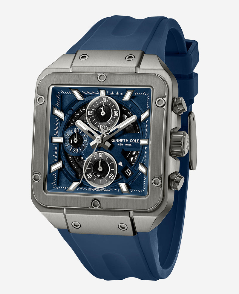 Kenneth Cole Reaction Watches Skeleton Automatic orologio blu in silicone