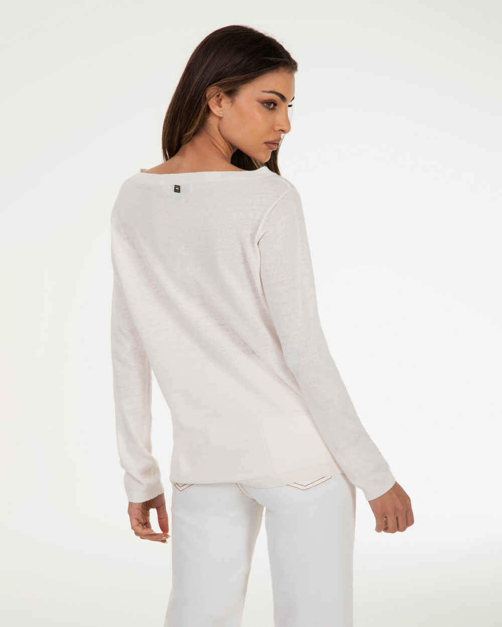 Markup Donna Maglieria Maglia misto lino scollo barca donna