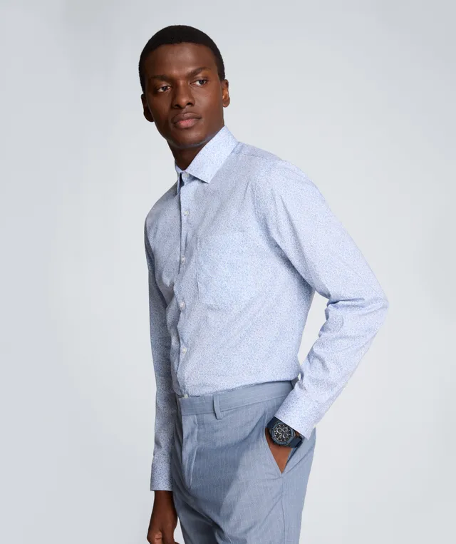 Kenneth Cole Reaction Clothing REACTION - Slim Fit Flex Stretch Dress Shirt camicia slim fit blu floreale