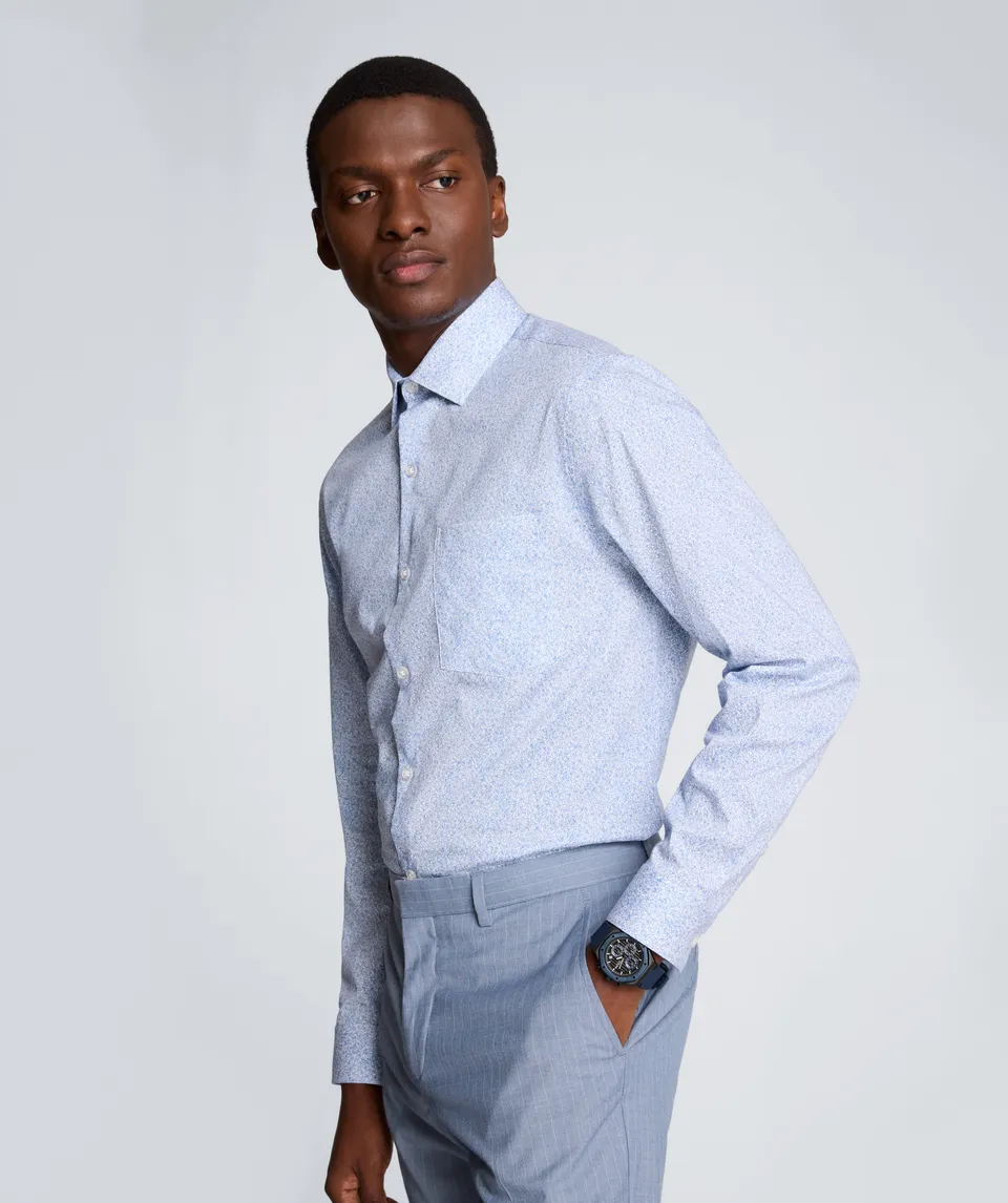 Kenneth Cole Reaction Clothing REACTION - Slim Fit Flex Stretch Dress Shirt camicia slim fit blu floreale