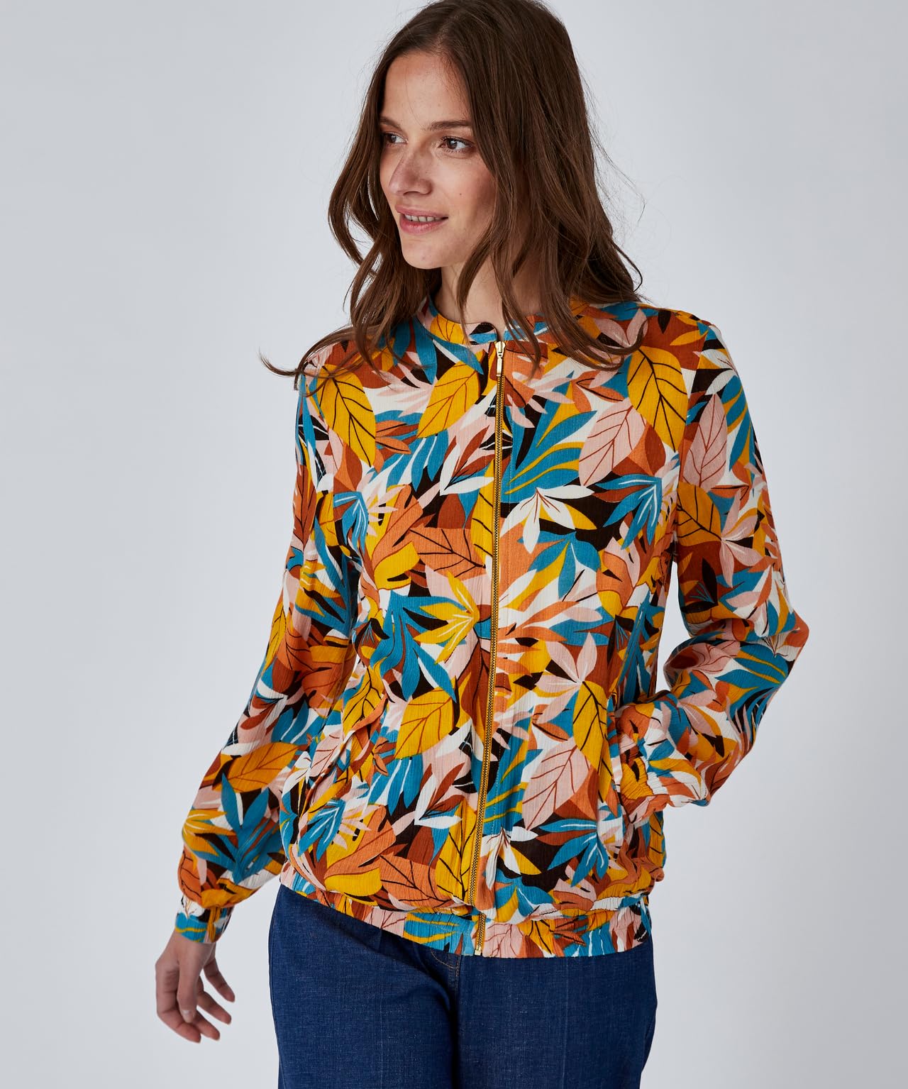 Damart Prêt-à-porter giacca donna con zip multicolore manica lunga