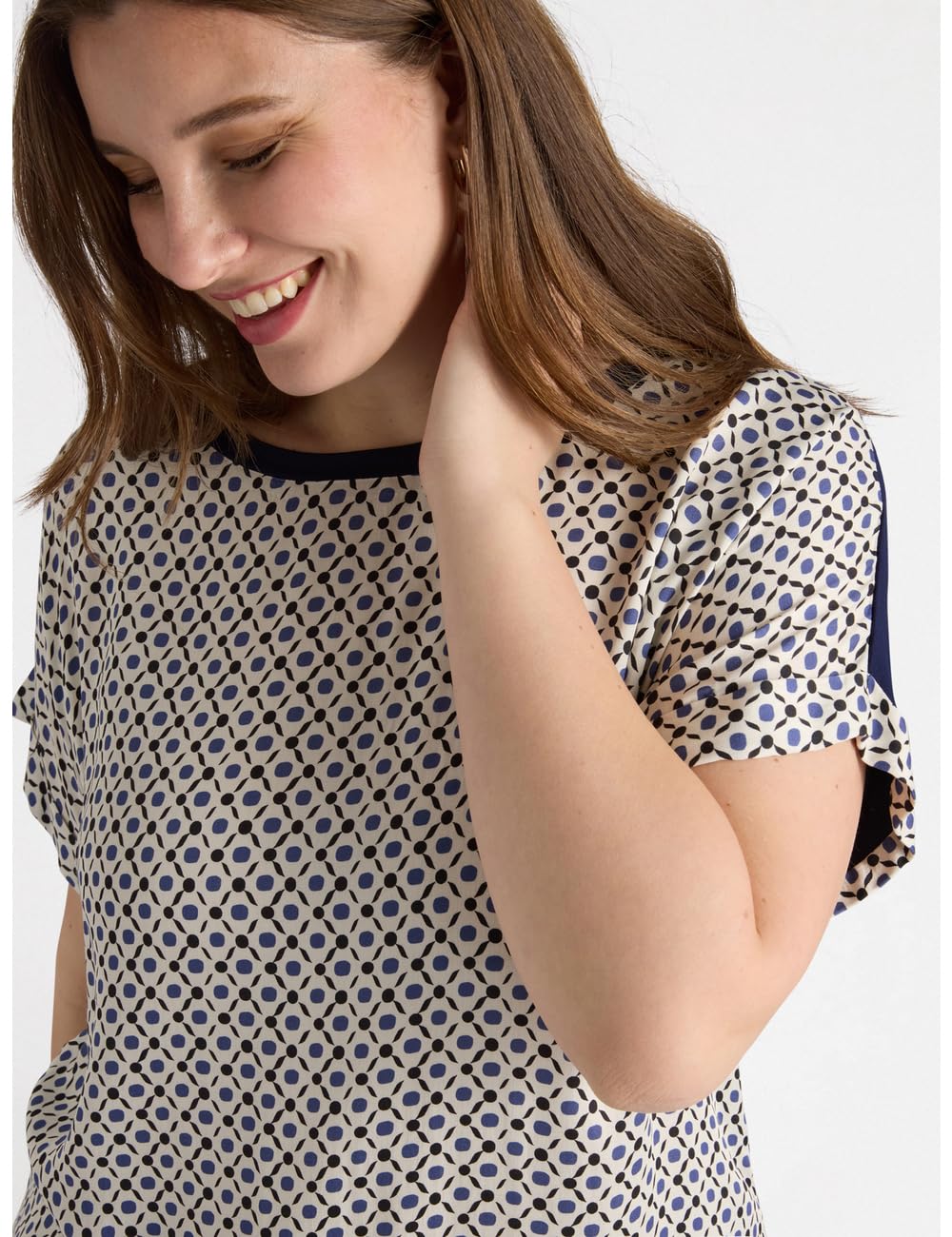 Fiorella Rubino Top e t-shirt T-Shirt bimaterica Fantasia Optical micro pois