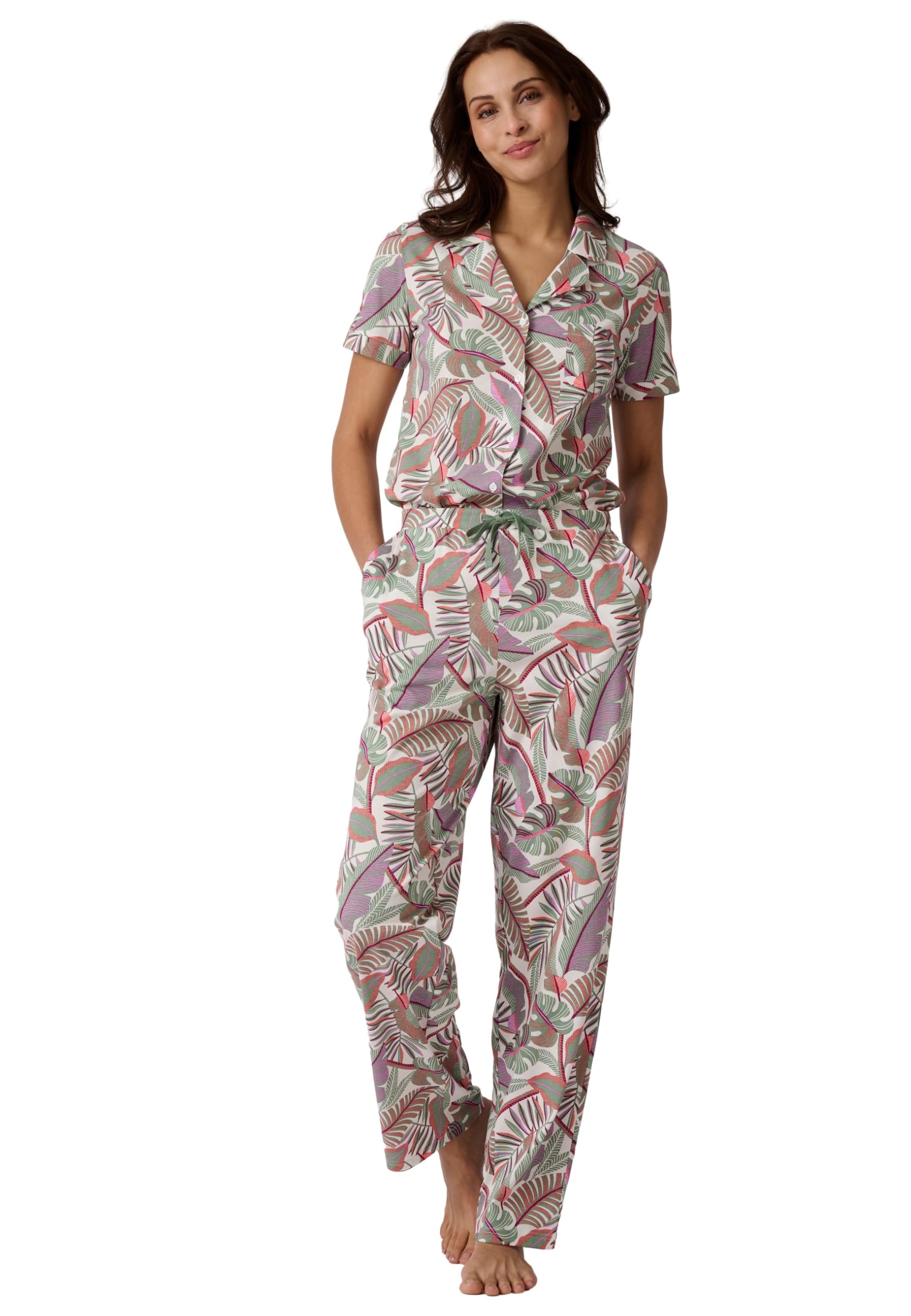 Damart Homewear Pantaloni Pigiama da donna pantaloni pigiama cotone marrone ecru tropicale M