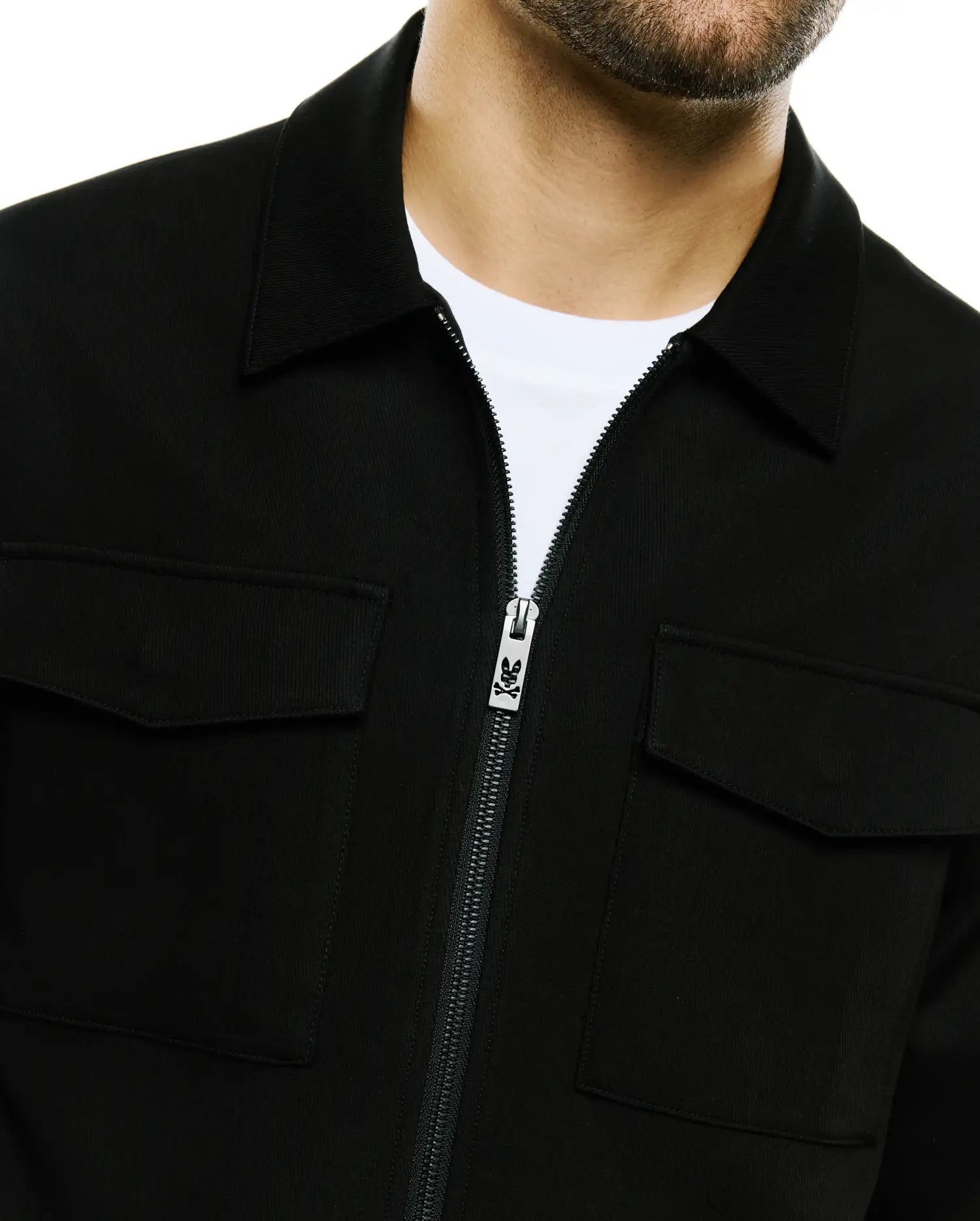 Psycho Bunny Jackets Wayde Twill Overshirt overshirt nera con zip