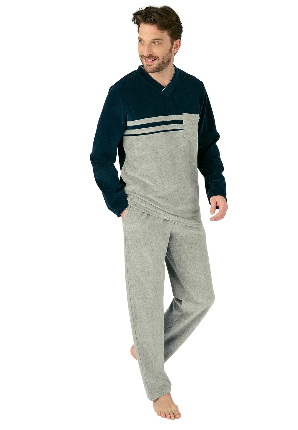 Damart Homewear Pigiama a Manica Lunga Velluto uomo 3XL morbido