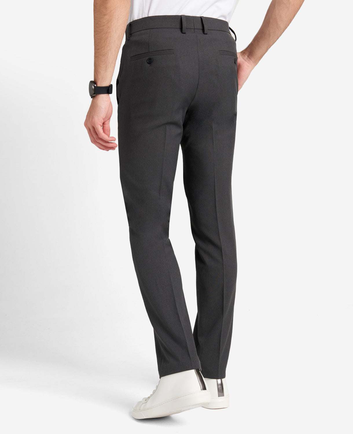 Kenneth Cole Reaction Clothing Modern-Fit Micro Check Stretch Trouser pantaloni antracite stretch