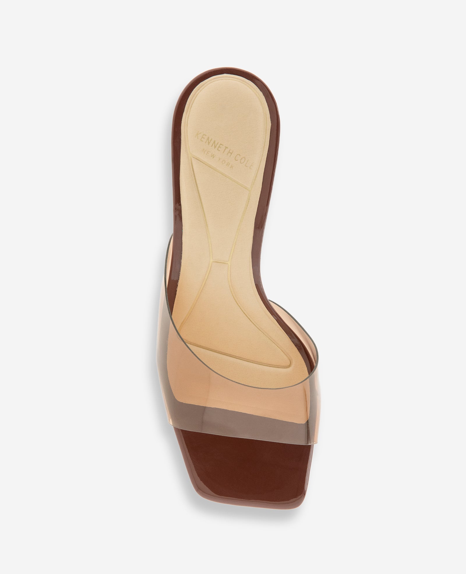 Kenneth Cole Reaction Shoes Arita Transparent Open Toe Heel sandali marroni tacco kitten