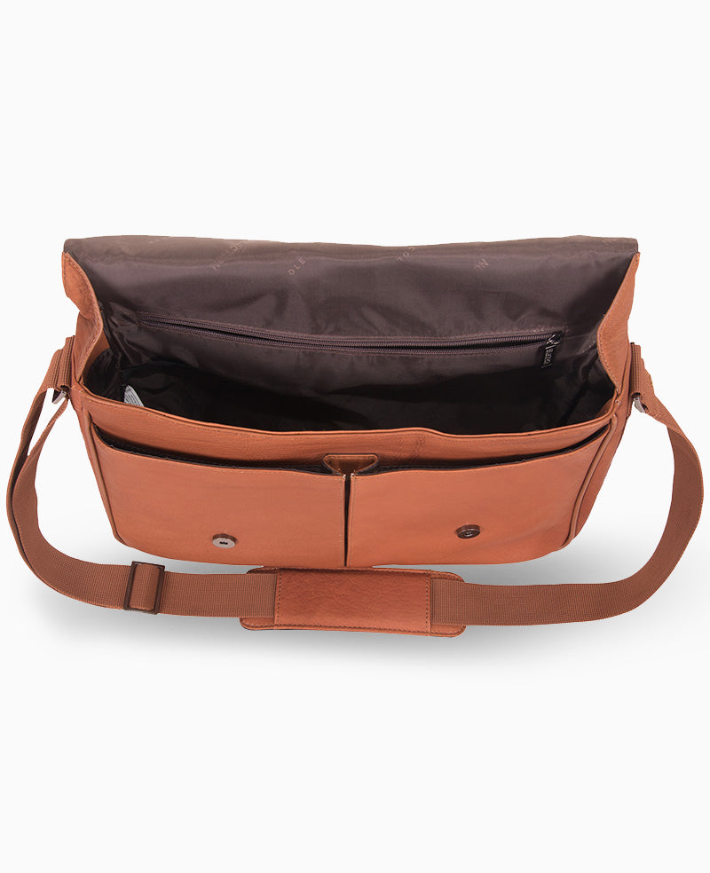 Kenneth Cole Reaction Bags Colombian Leather Crossbody Messenger Bag borsa a tracolla cognac