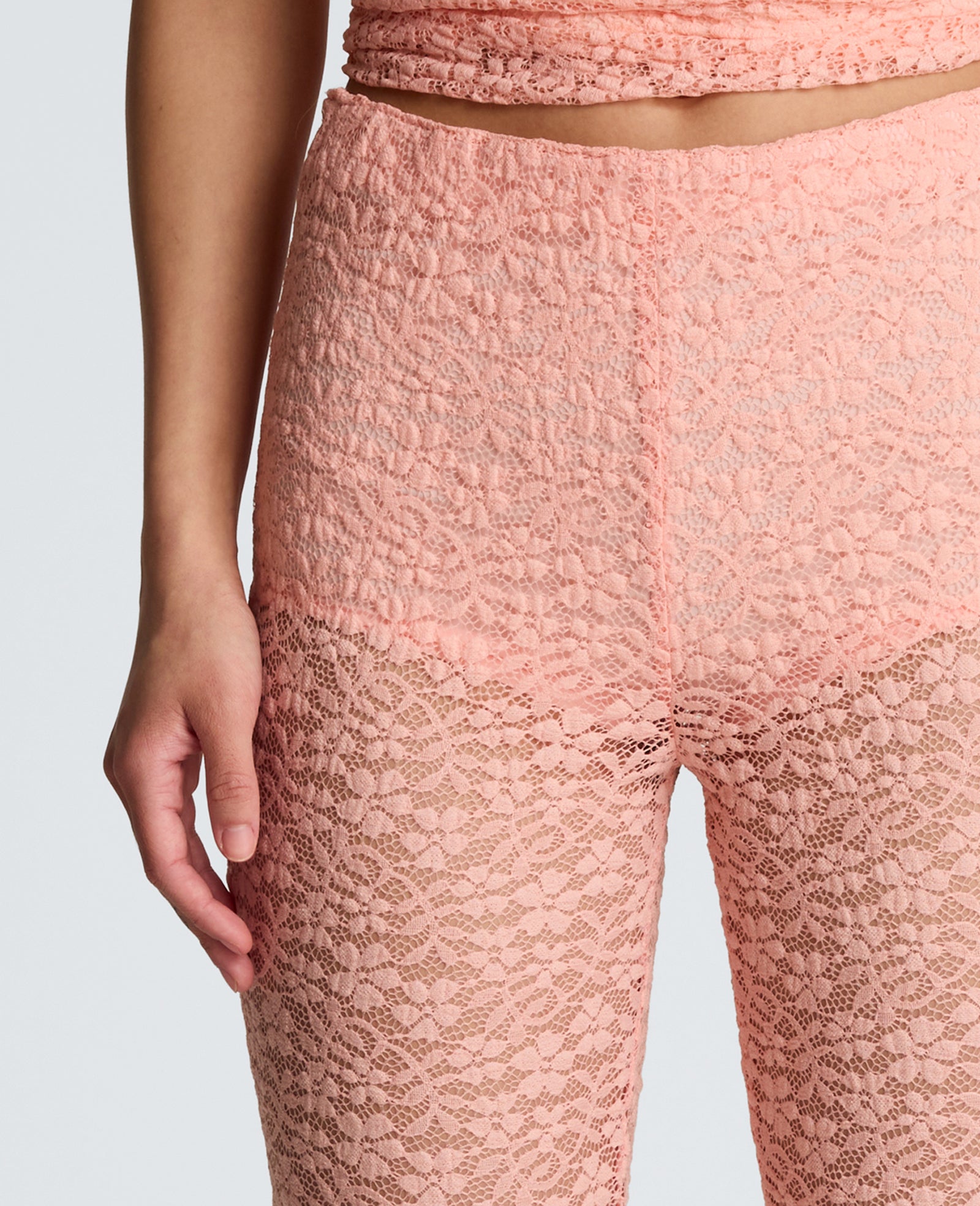 Kenneth Cole Reaction Clothing Stretch Lace Pull On Flare Pant with Inner Short pantaloni flare pesca con shorts