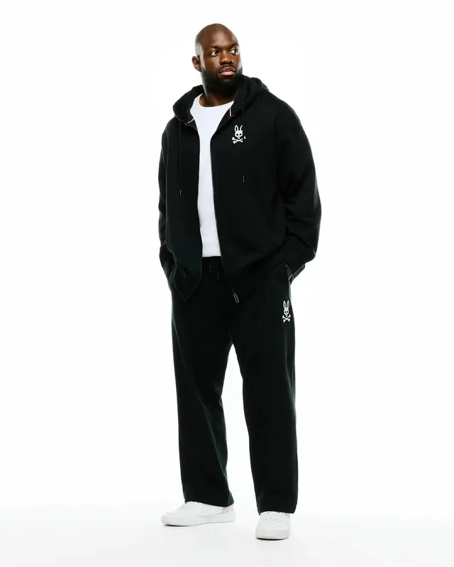 Psycho Bunny Big & Tall BIG & TALL HAIDEN FLEECE SWEATPANTS - BB0800009 pantaloni felpa neri taglie forti