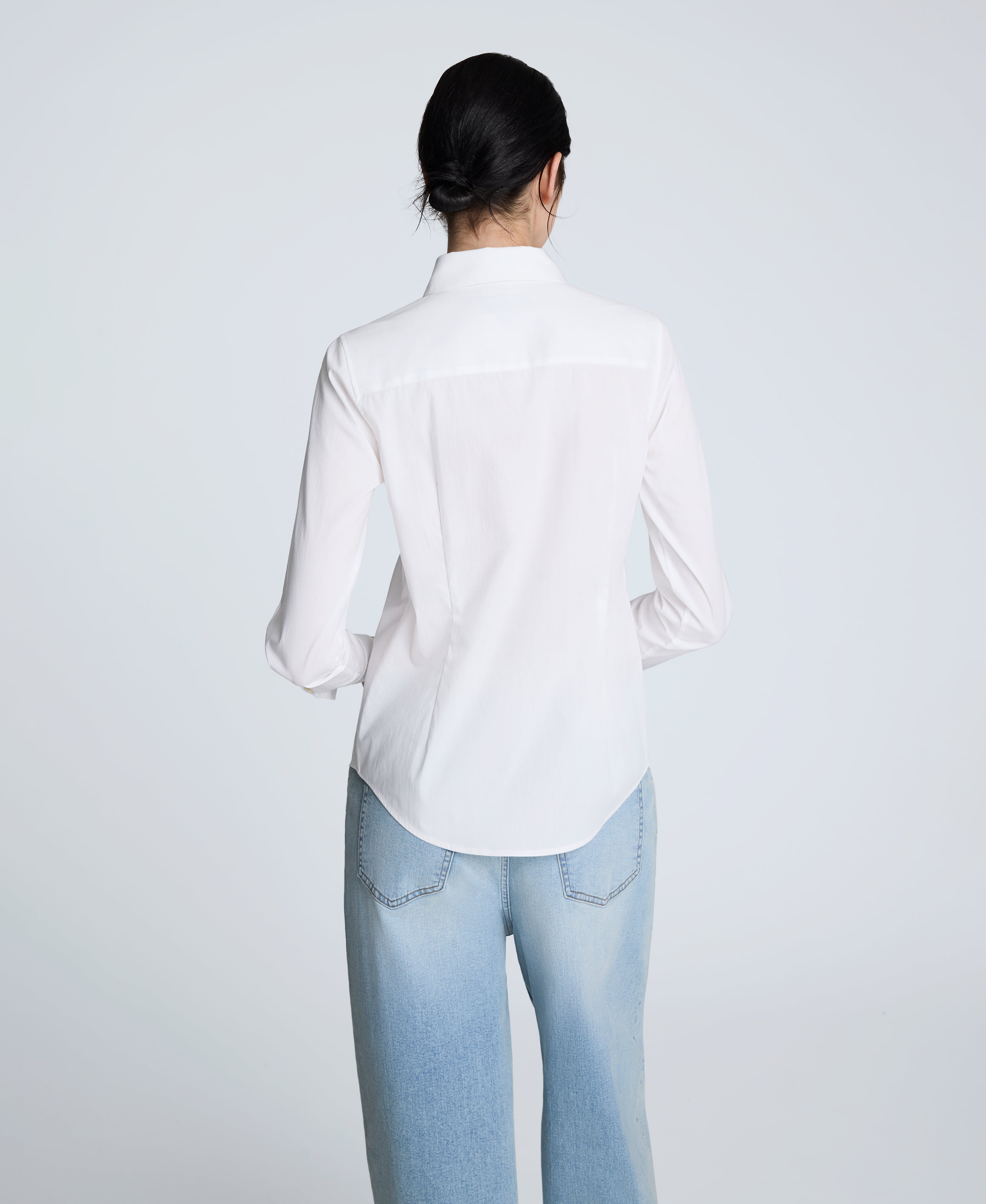 Kenneth Cole Reaction Clothing Poplin Button Front Shirt camicia bianca