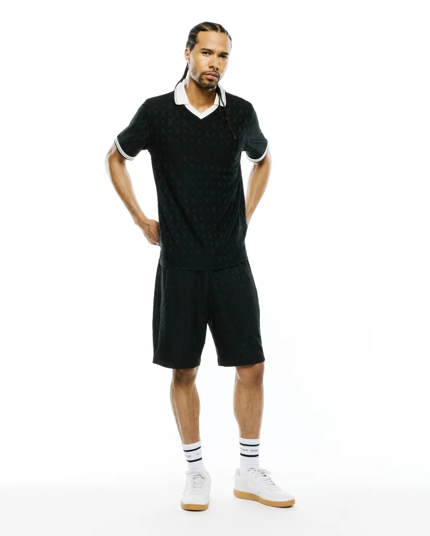Psycho Bunny Men's Shorts Garry Jacquard Sweatshorts 8" MB0900075 shorts neri