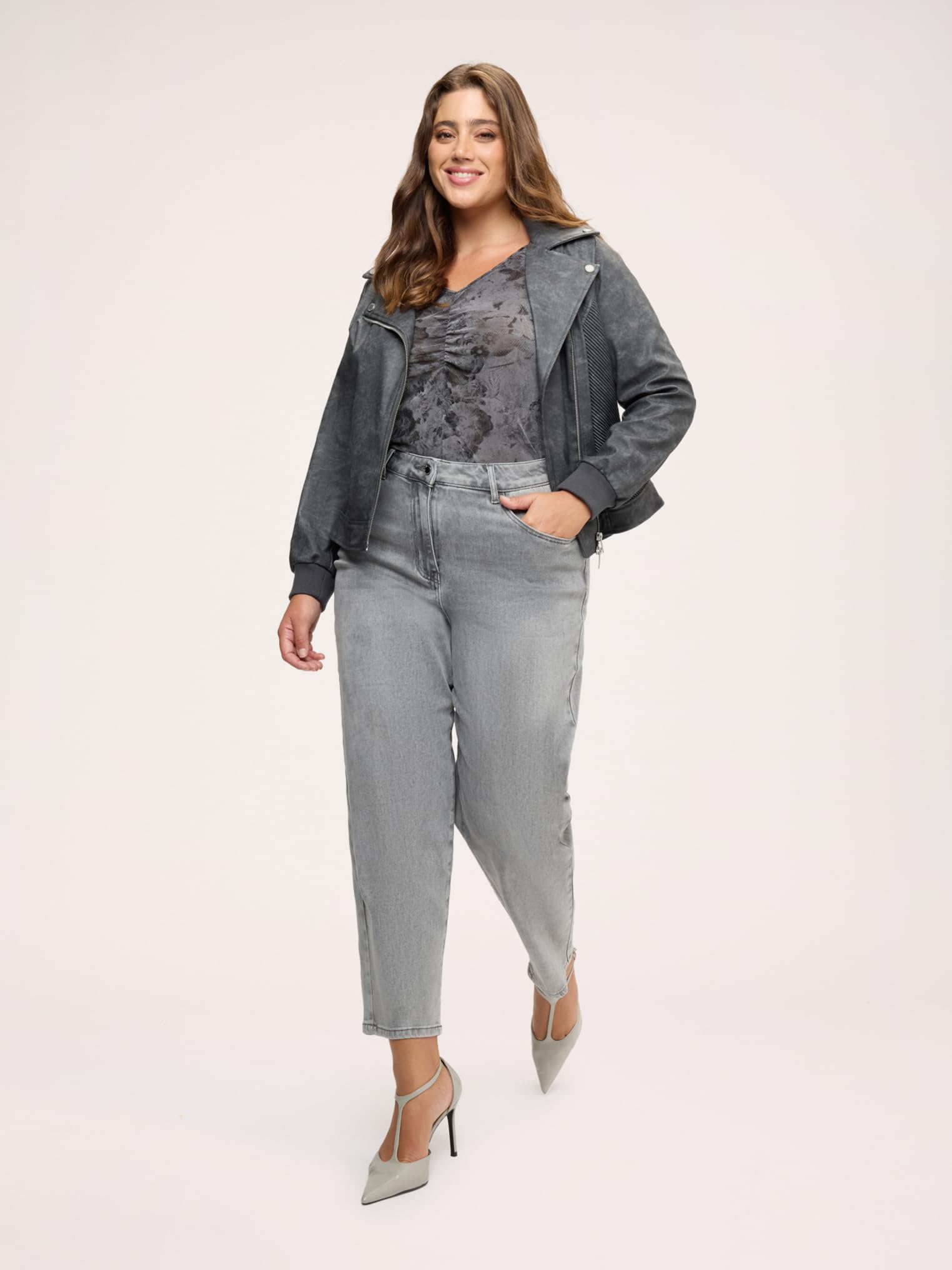 Fiorella Rubino Giacche biker Giacca biker con polsini in maglia elasticizzata giacca 54 Plus