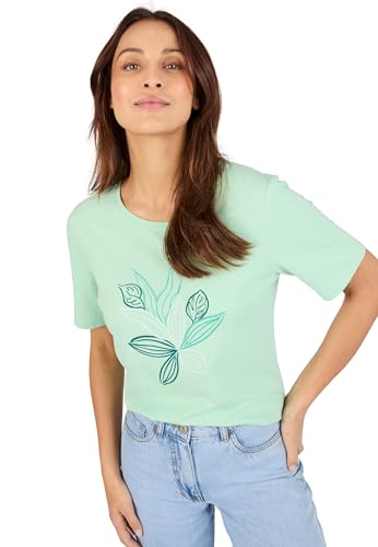 Damart Prêt-à-porter Maglia motivo fogliame Maglietta 38-40 blu verde