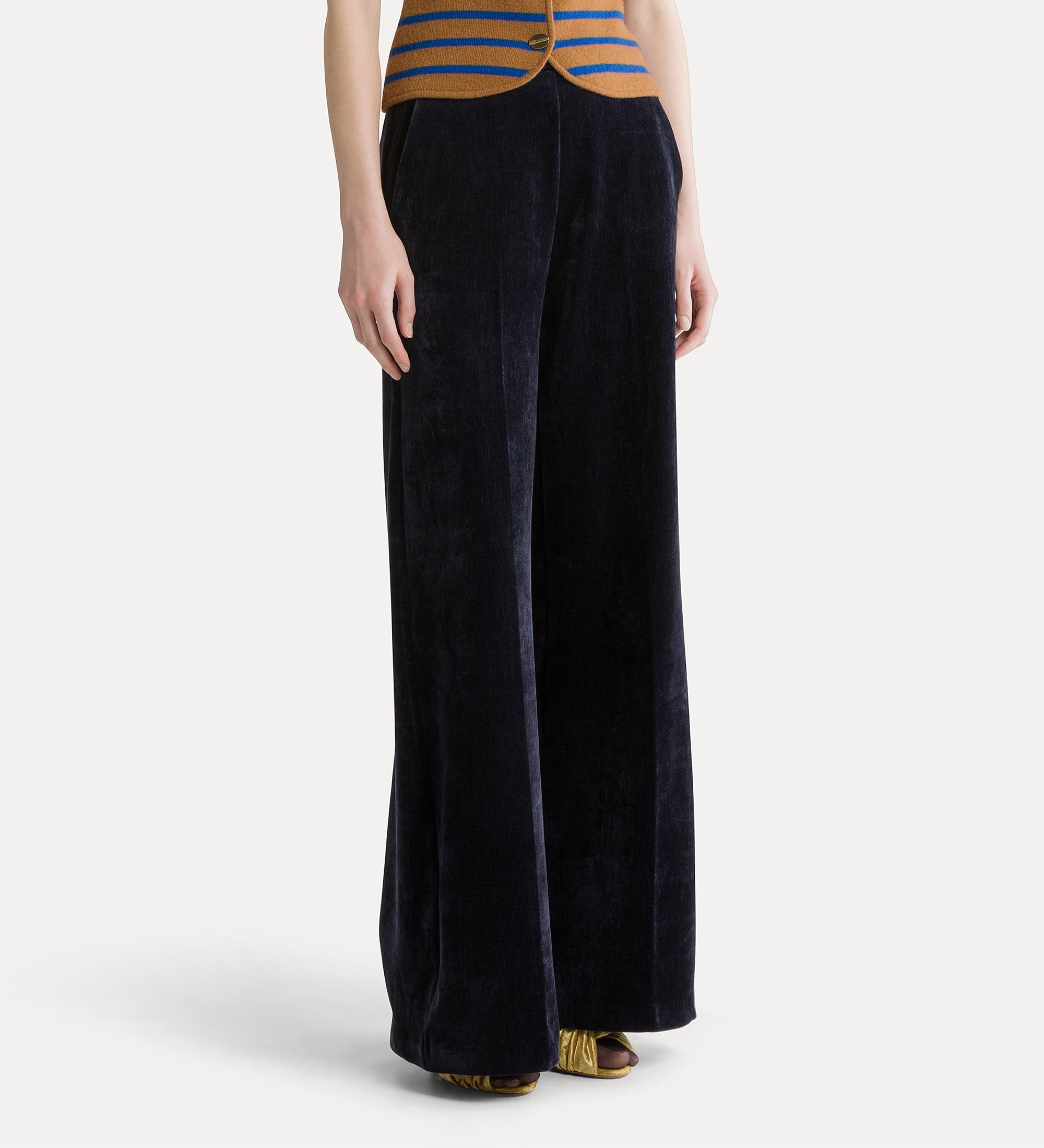 Forte pantaloni pantaloni Notte in velluto a vita alta